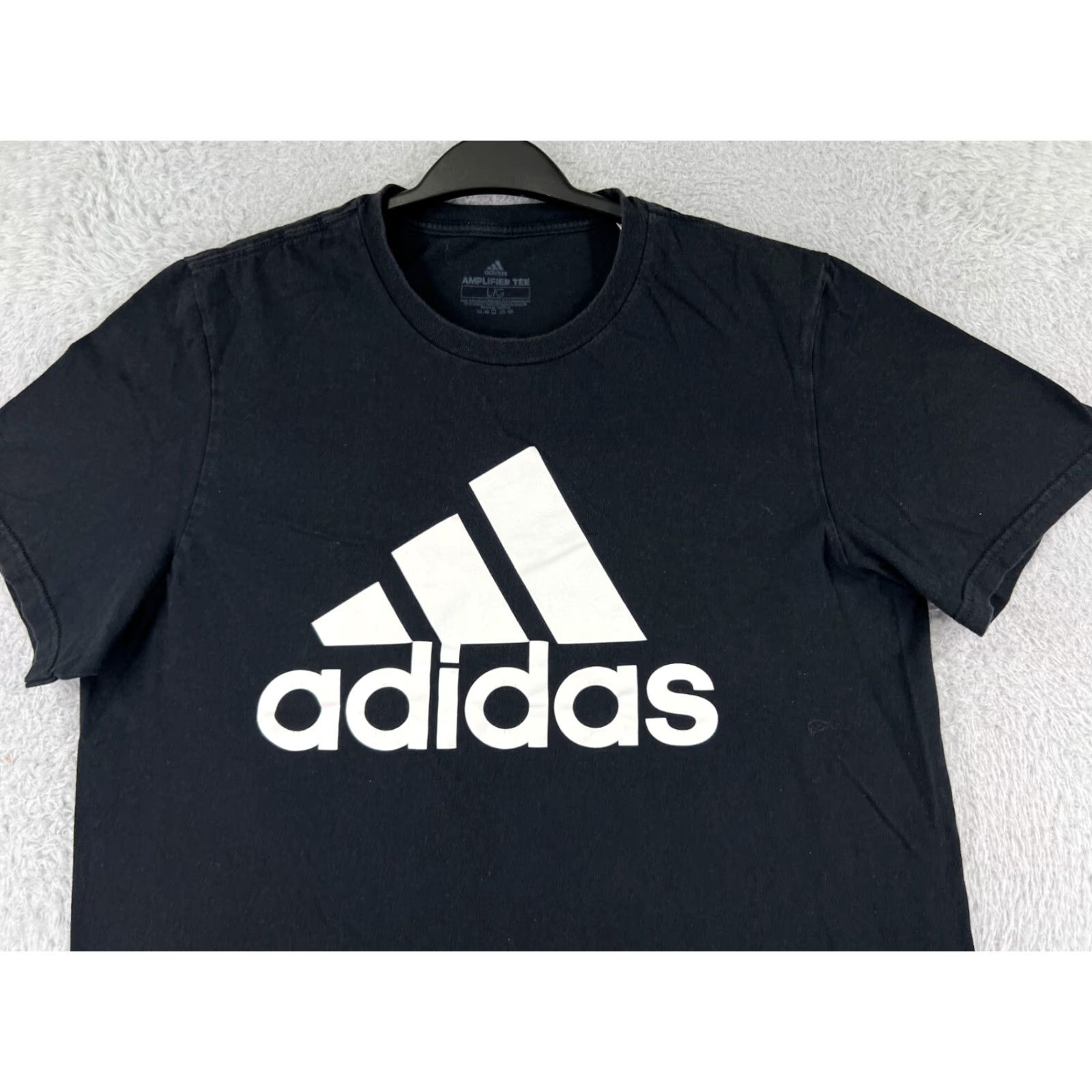 Adidas Adidas Shirt Men Large Black Logo Short Sleeve Crew Neck Cotton Jersey Golf Size US L / EU 52-54 / 3 - 5 Thumbnail