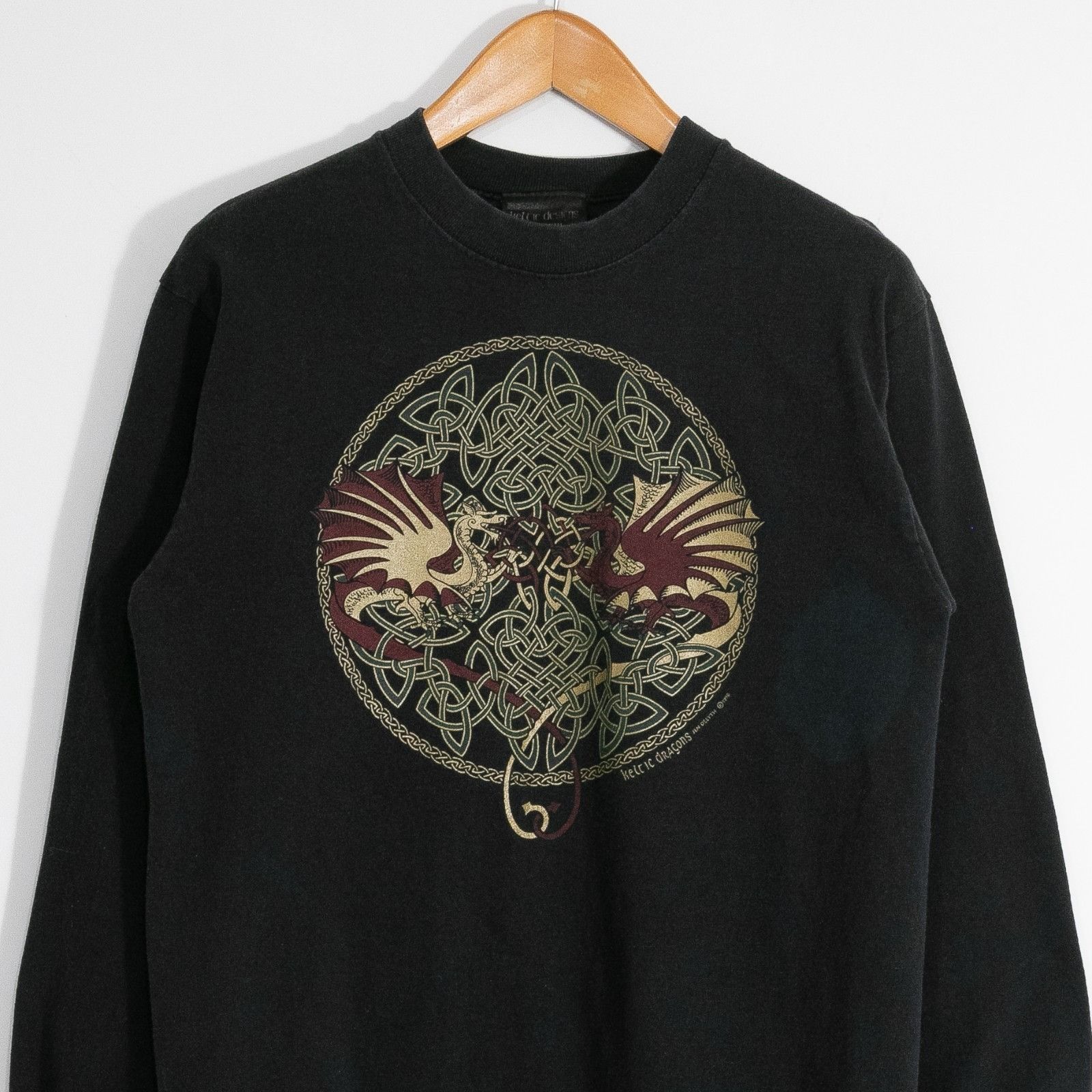 Vintage Vintage 90s Celtic Dragons Irish Art Drawing T Shirt Medium Size US M / EU 48-50 / 2 - 2 Thumbnail