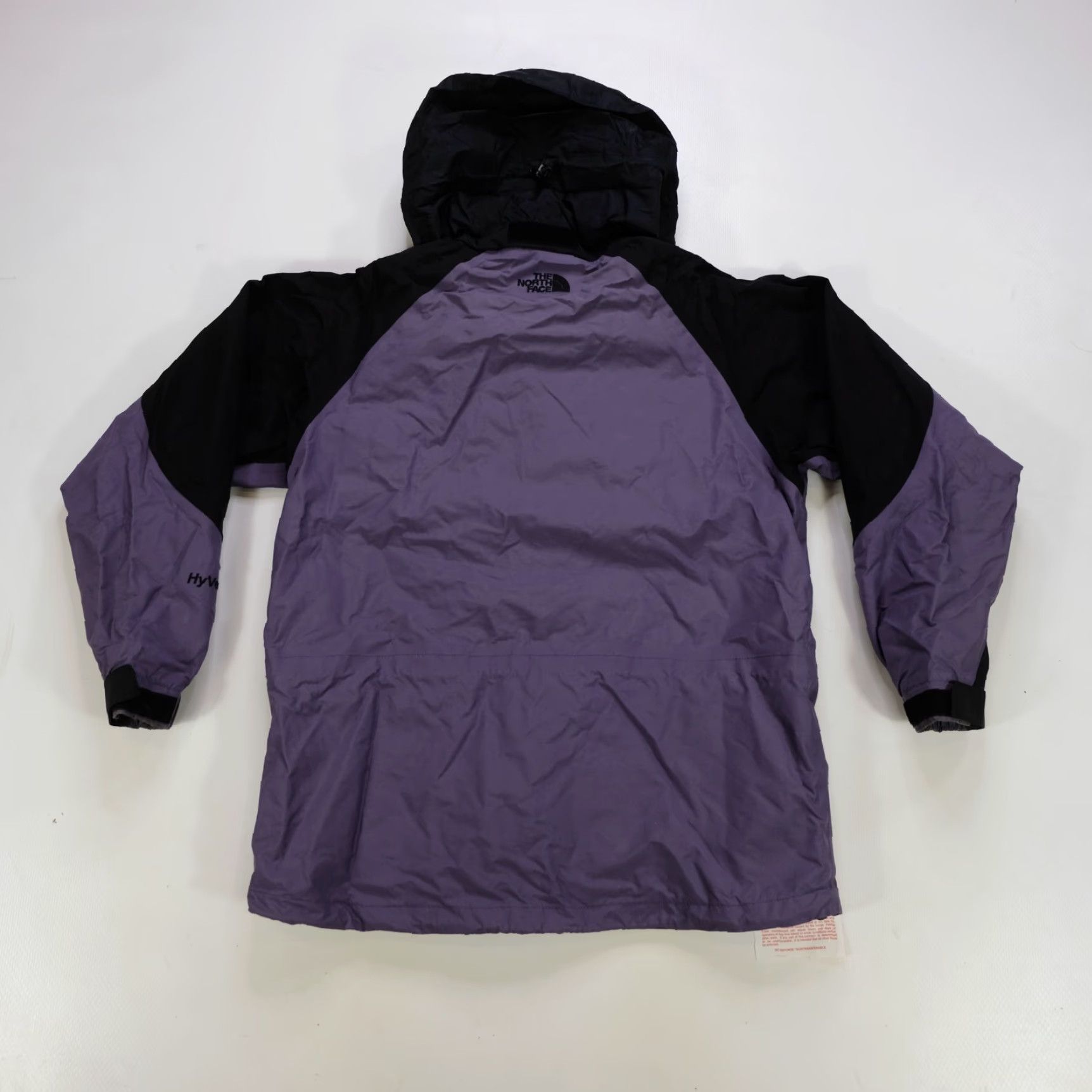 VINTAGE THE NORTH FACE HyVent Full Zip Hooded Rain Jacket 90s Purple Black SZ M Womens Two Tone Rain Jacket