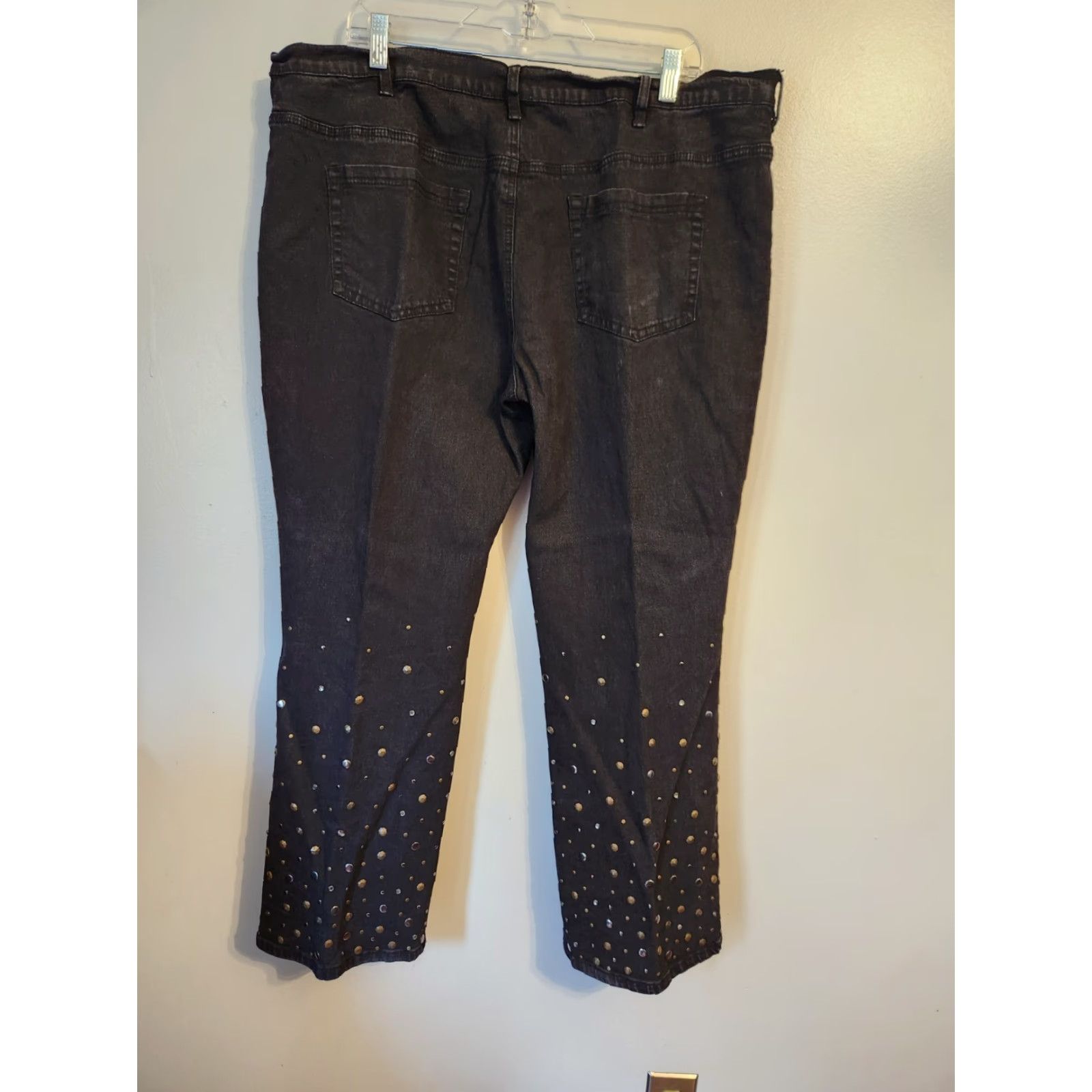 Denime VINTAGE DG2 Diane Gilman Black Studded Bootcut Denim Jeans 22W Petite Womens Bootscut Jeans Black Studded 22W Petite DG2 Size 40" / US 18 - 8 Thumbnail