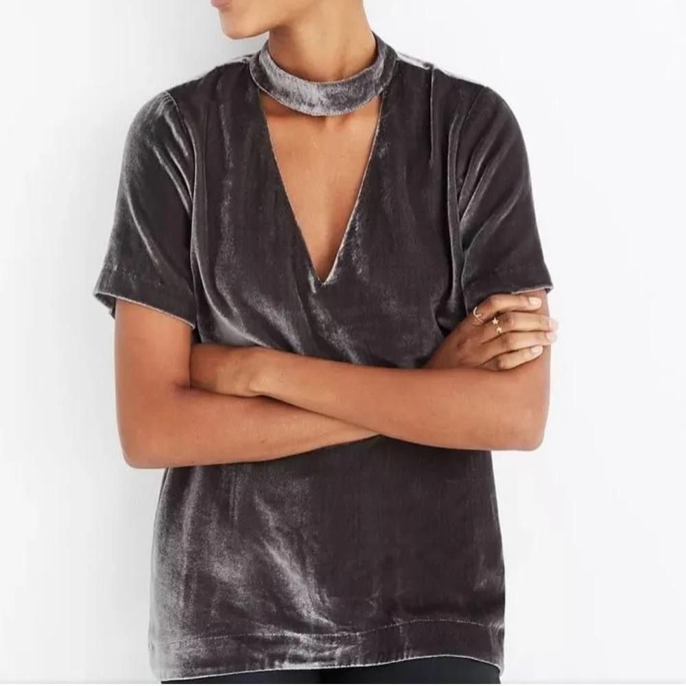 Madewell Madewell l Velvet Choquer Blouse In Ash Grey XS Size XS / US 0-2 / IT 36-38 - 1 Thumbnail
