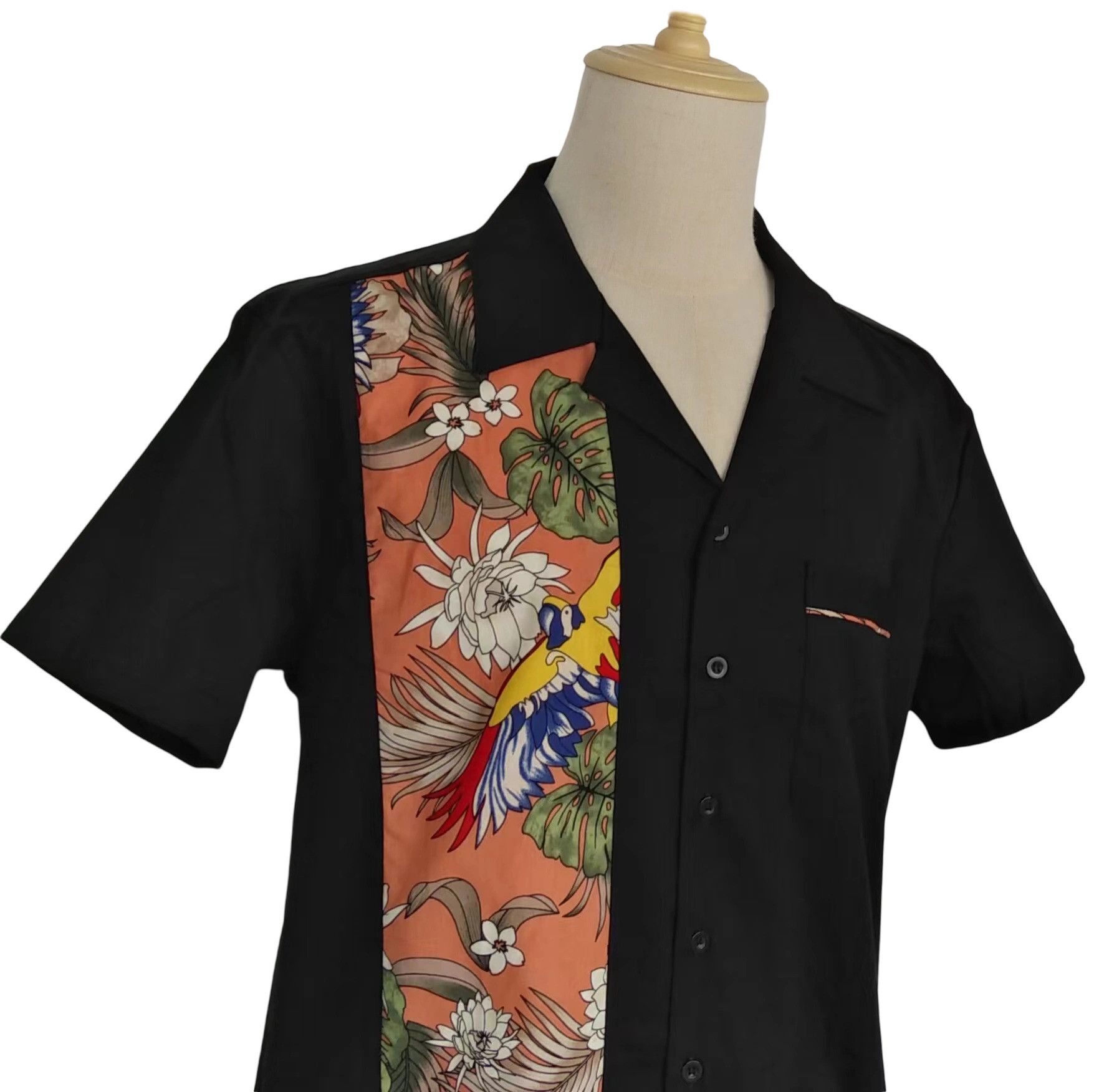 Other Pocket Black Men Shirts Contrast Birds Pattern Size US XL / EU 56 / 4 - 4 Thumbnail