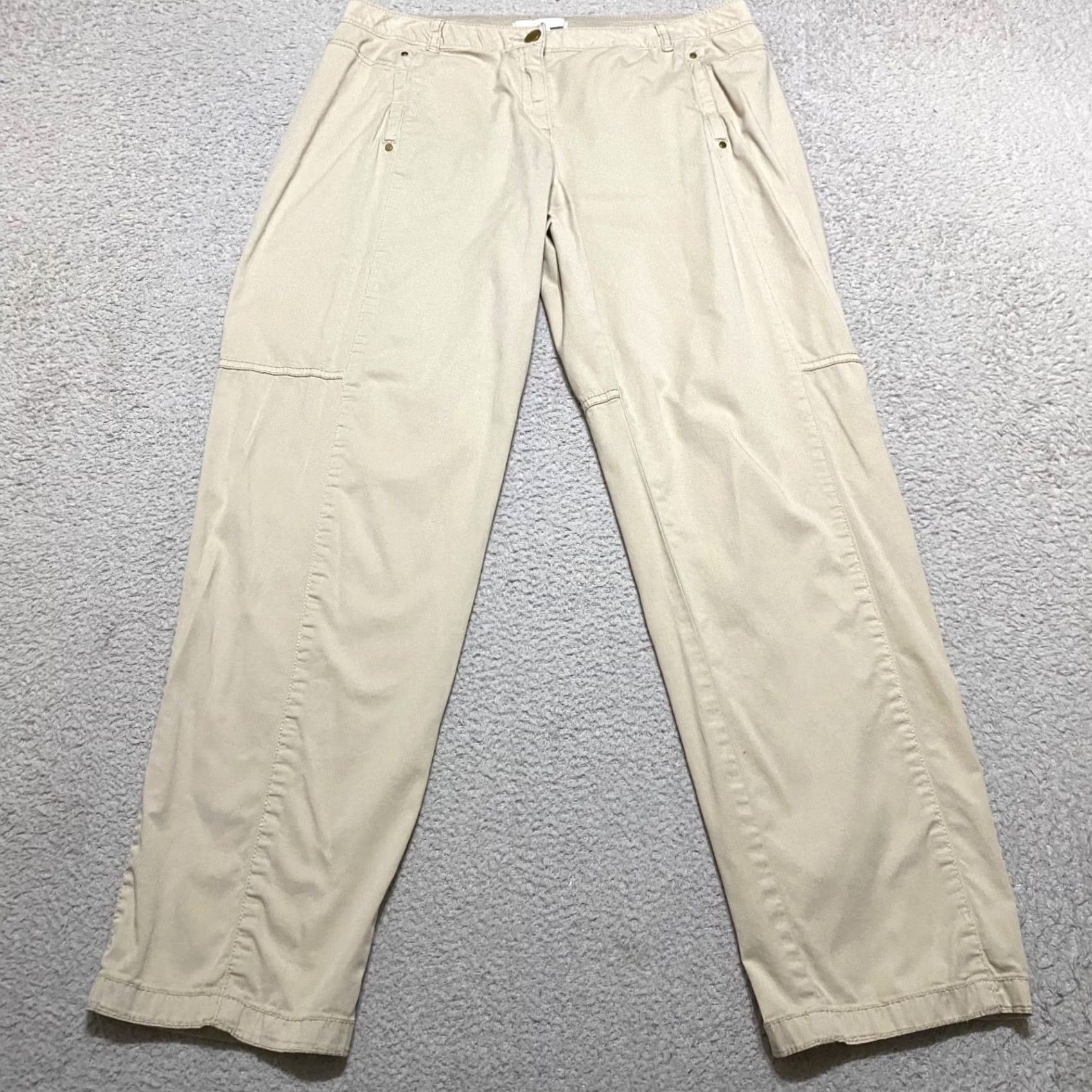 Vintage Chicos Pants Womens Medium Beige Chino High Rise Straight Light Wash Pockets Size 32" / US 10 / IT 46 - 2 Thumbnail