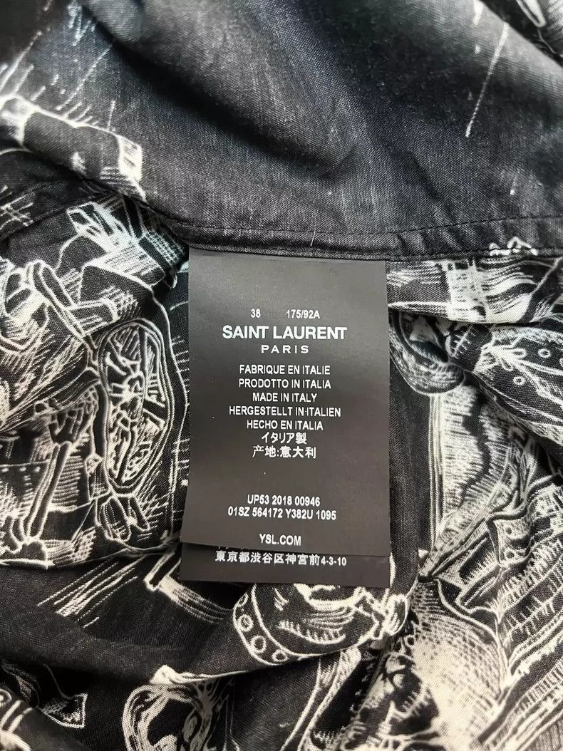 Saint Laurent Paris Saint Laurent Artist Print Sheer Black Shirt-2507 Size US M / EU 48-50 / 2 - 4 Thumbnail