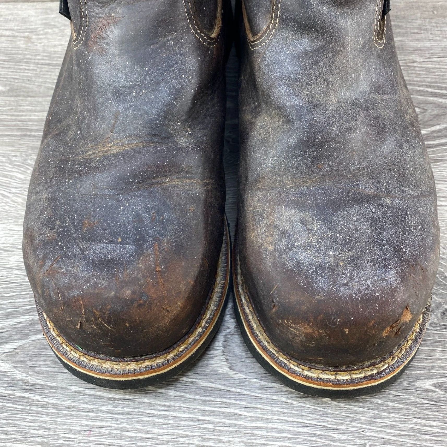 Thorogood VINTAGE Thorogood Mens Pull-On Composite Steel Safety Toe Work Brown Leather Boots 12 EE Men Leather 804-4369 US-made Cowboy Style Boots Size US 12 / EU 45 - 4 Thumbnail