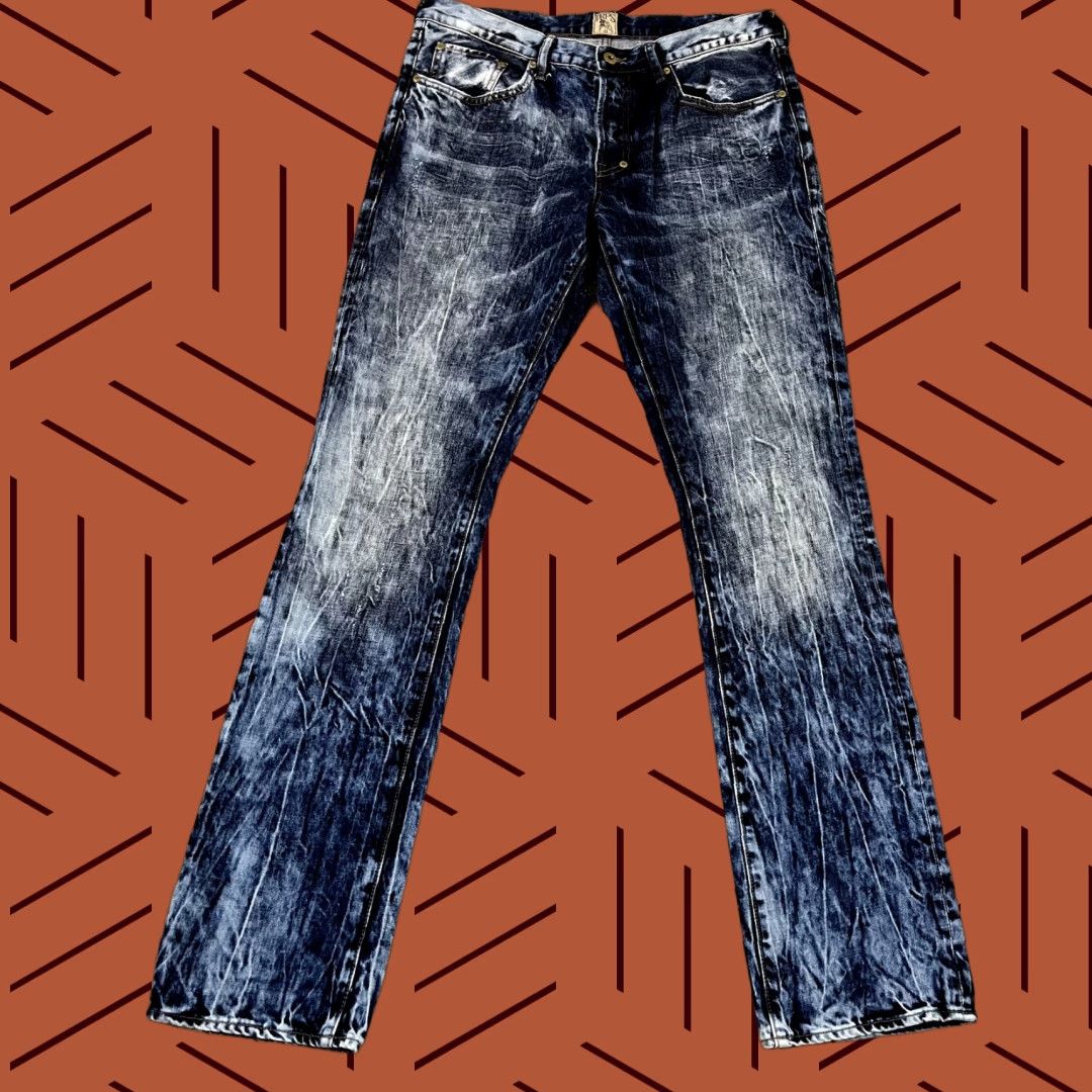 Prps PRPS Jeans Mens 32x34 Acid Blue Wash Denim Button Fly Hip Hop Streetwear E69P92P Color Blue Solid 5-Pocket Design Regular Straight Jeans Men Size US 32 / EU 48 - 1 Thumbnail