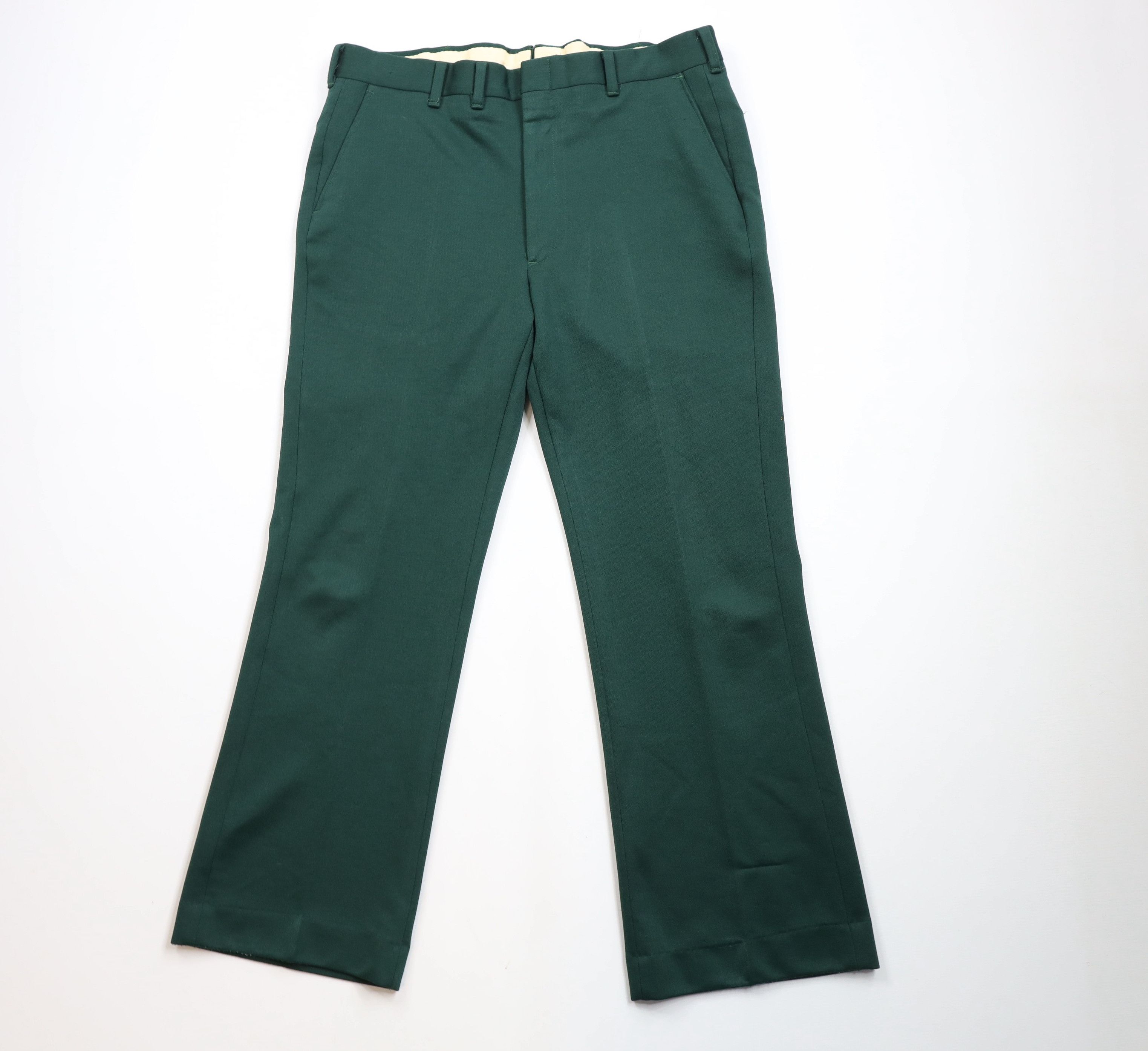 Vintage Vintage 70s Streetwear Bell Bottoms Chino Pants Green USA Size US 38 / EU 54 - 1 Thumbnail