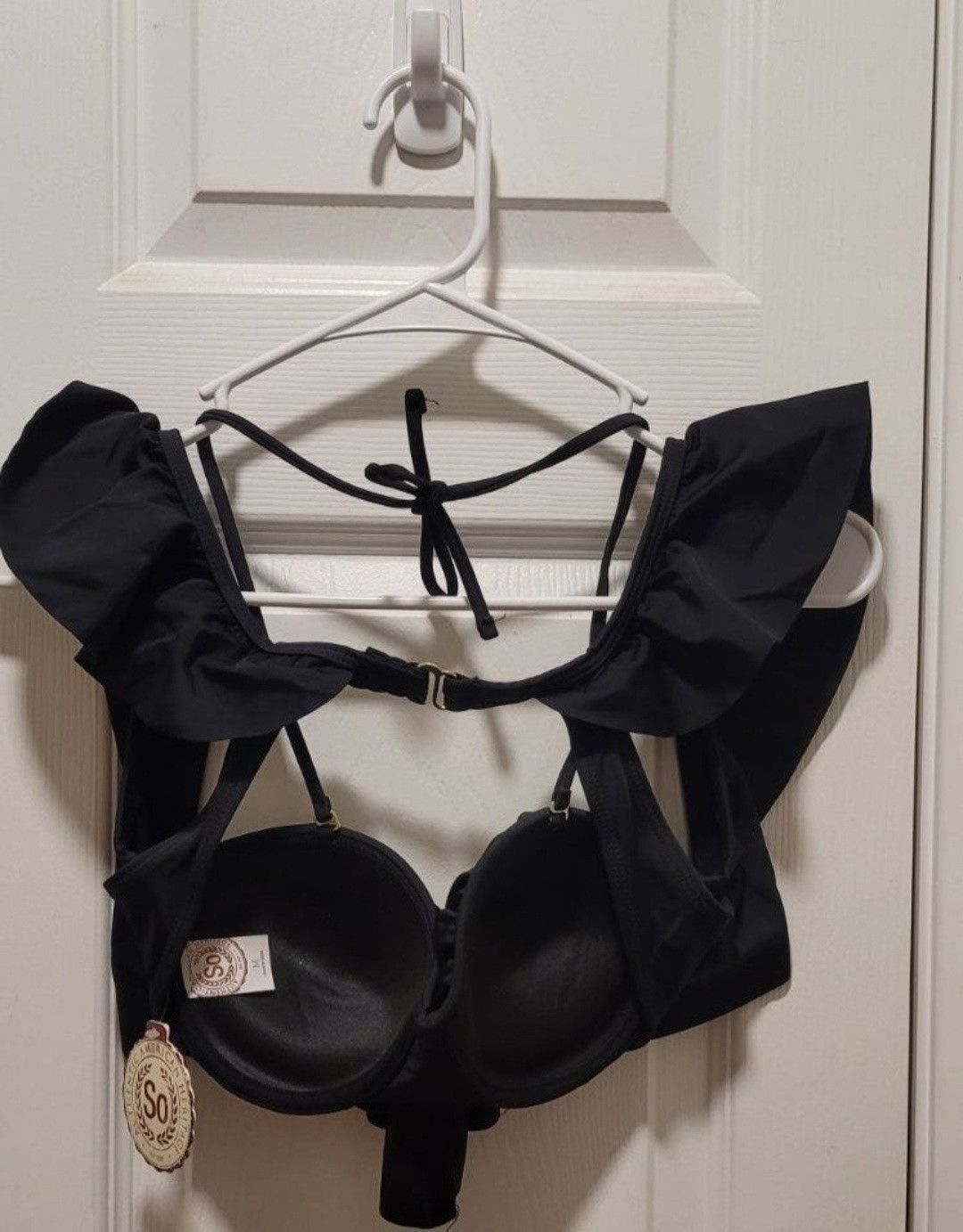 Other Black SO Pushup Flounce Bikini Top M Flutter Swim Top Size M / US 6-8 / IT 42-44 - 2 Thumbnail