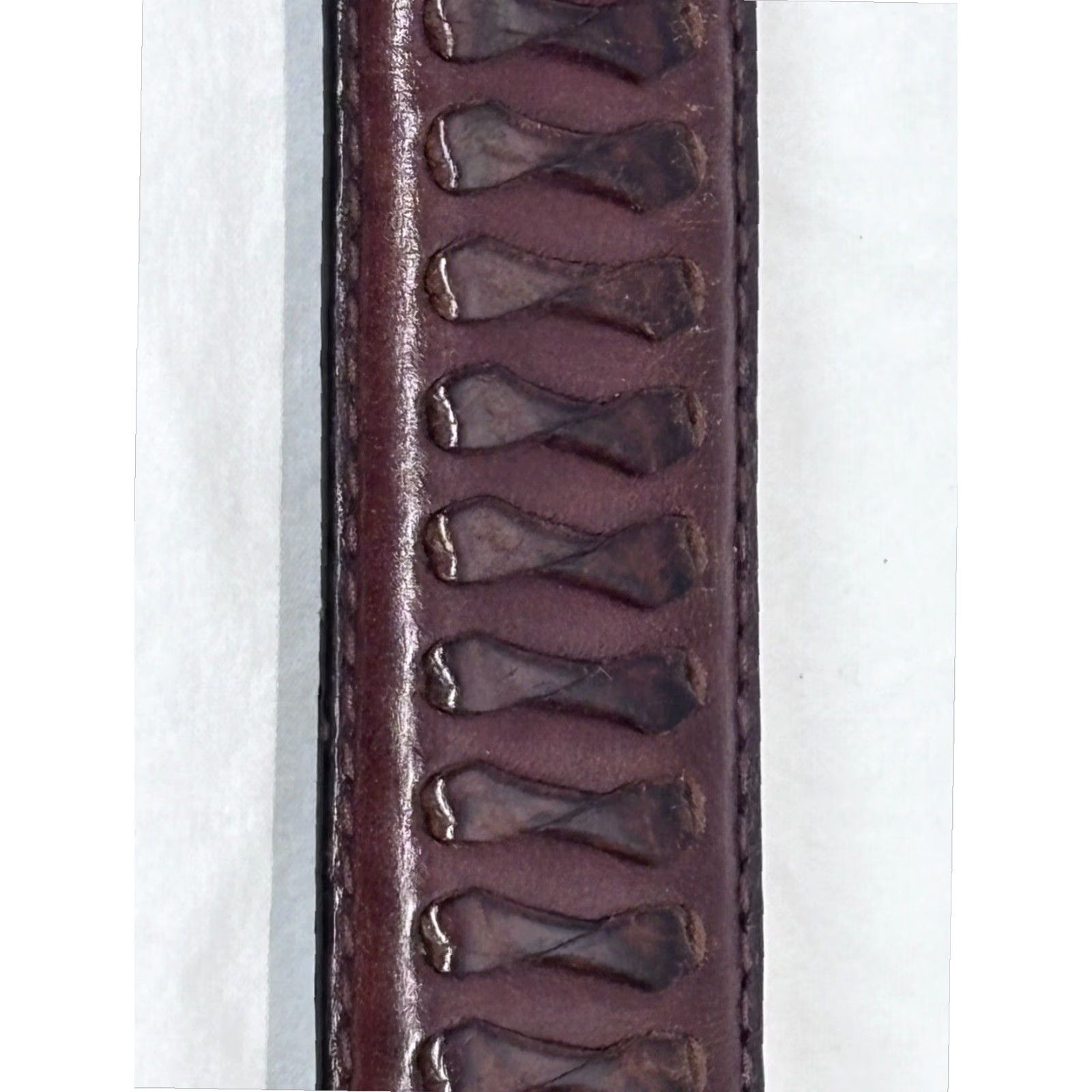 Fossil VINTAGE Fossil Leather Men's Belt Brown 38 Regular Classic Adjustable Buckle Size 38 - 4 Thumbnail