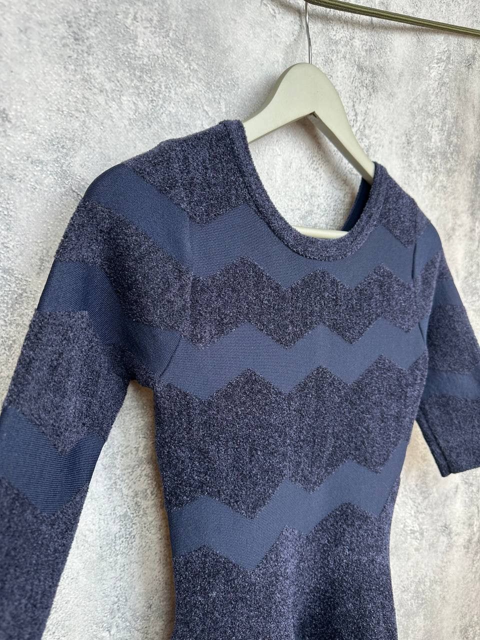 Alaia Alaïa Knit Skater Dress Alaia Navy Zig Zag Textured Size S / US 4 / IT 40 - 3 Thumbnail