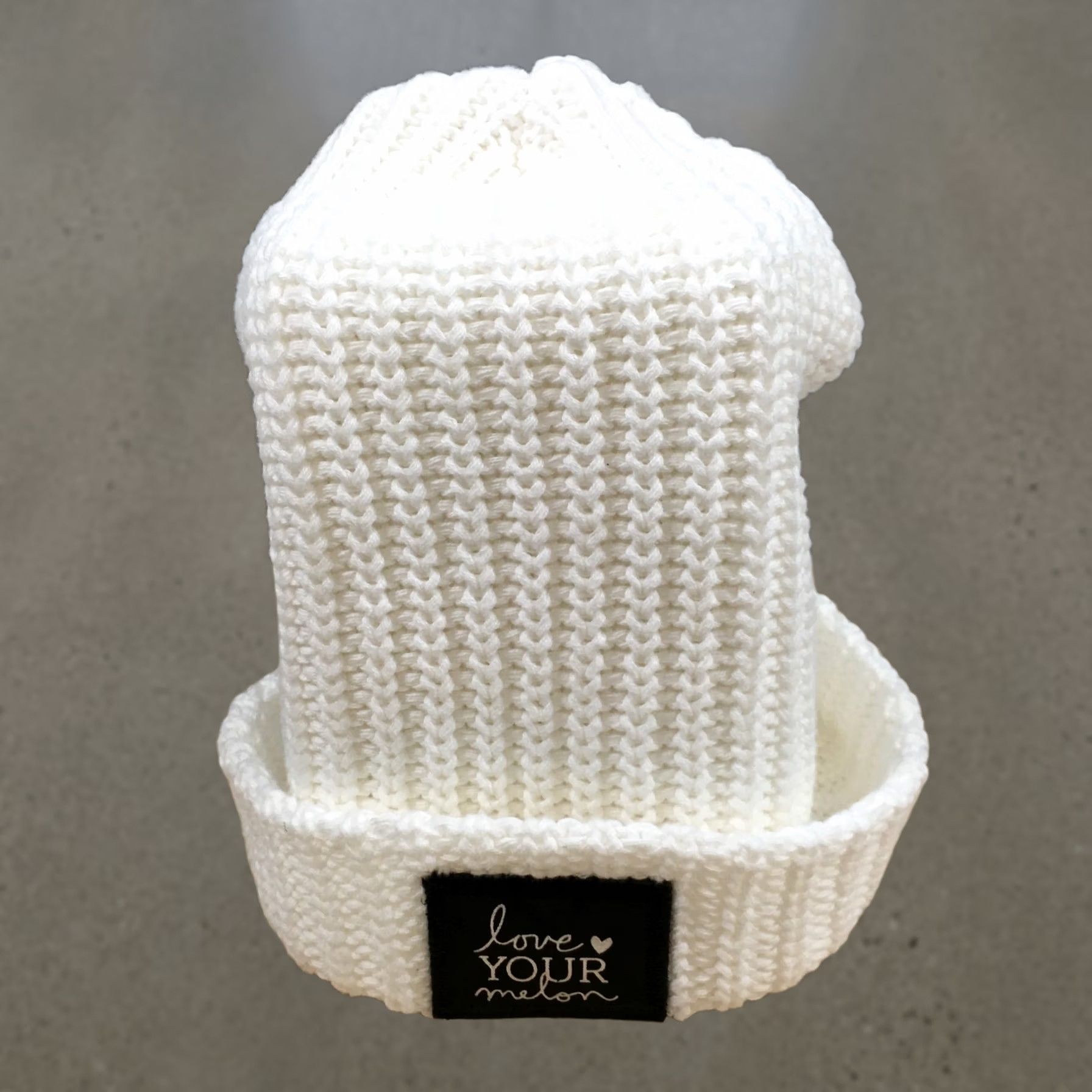 Vintage Love Your Melon Winter Beanie Hat Unisex One Size Knitted Cotton White Size ONE SIZE - 1 Thumbnail
