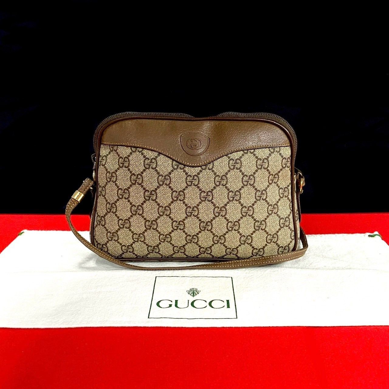 Gucci Gucci Leather Shoulder Bag Brown Leather Crossbody Bag 00712264284023, Women's