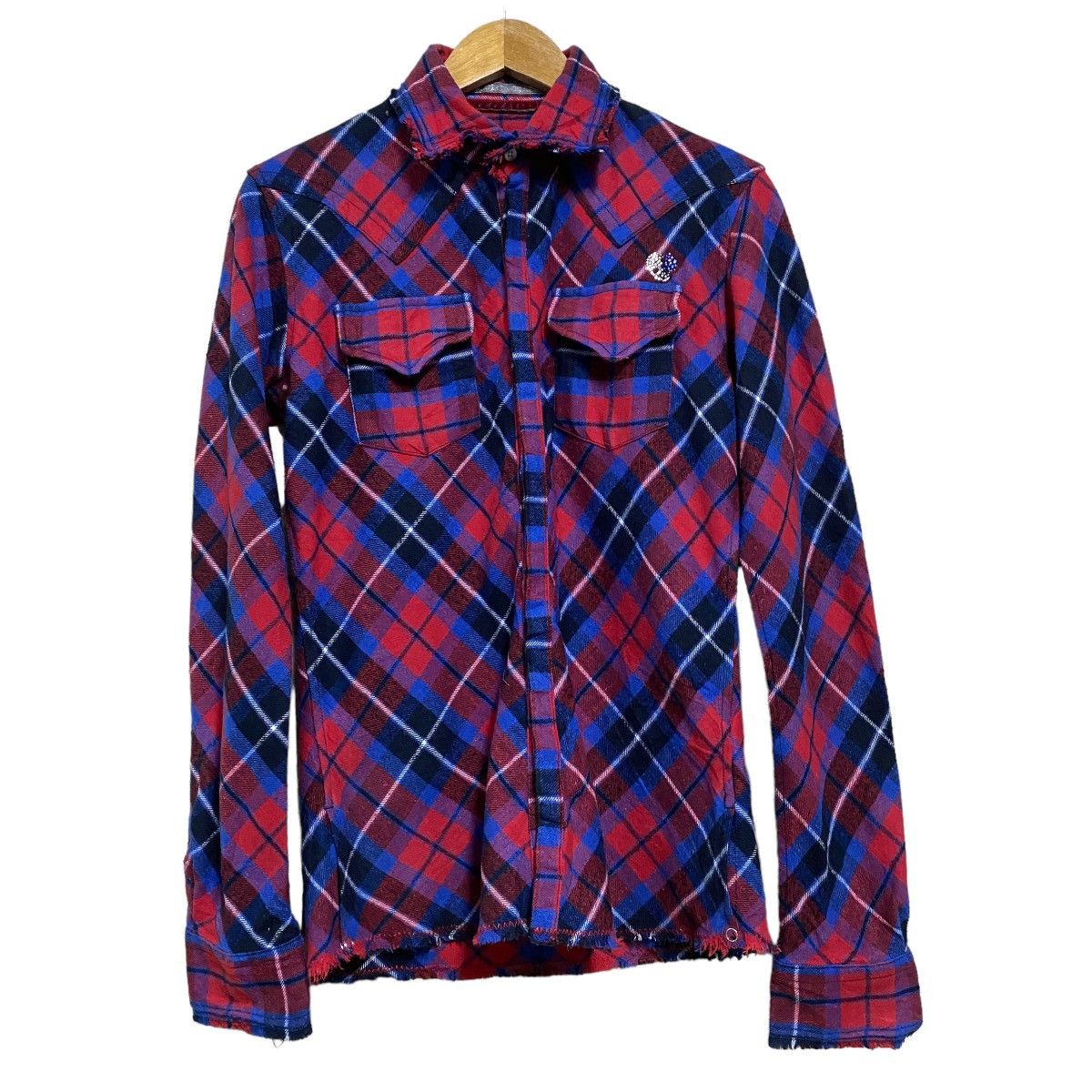 image of Francist Mor K S x If Six Was Nine Francist Mor.k.s Distressed Flannel Shirt Skull in Red (Size Med