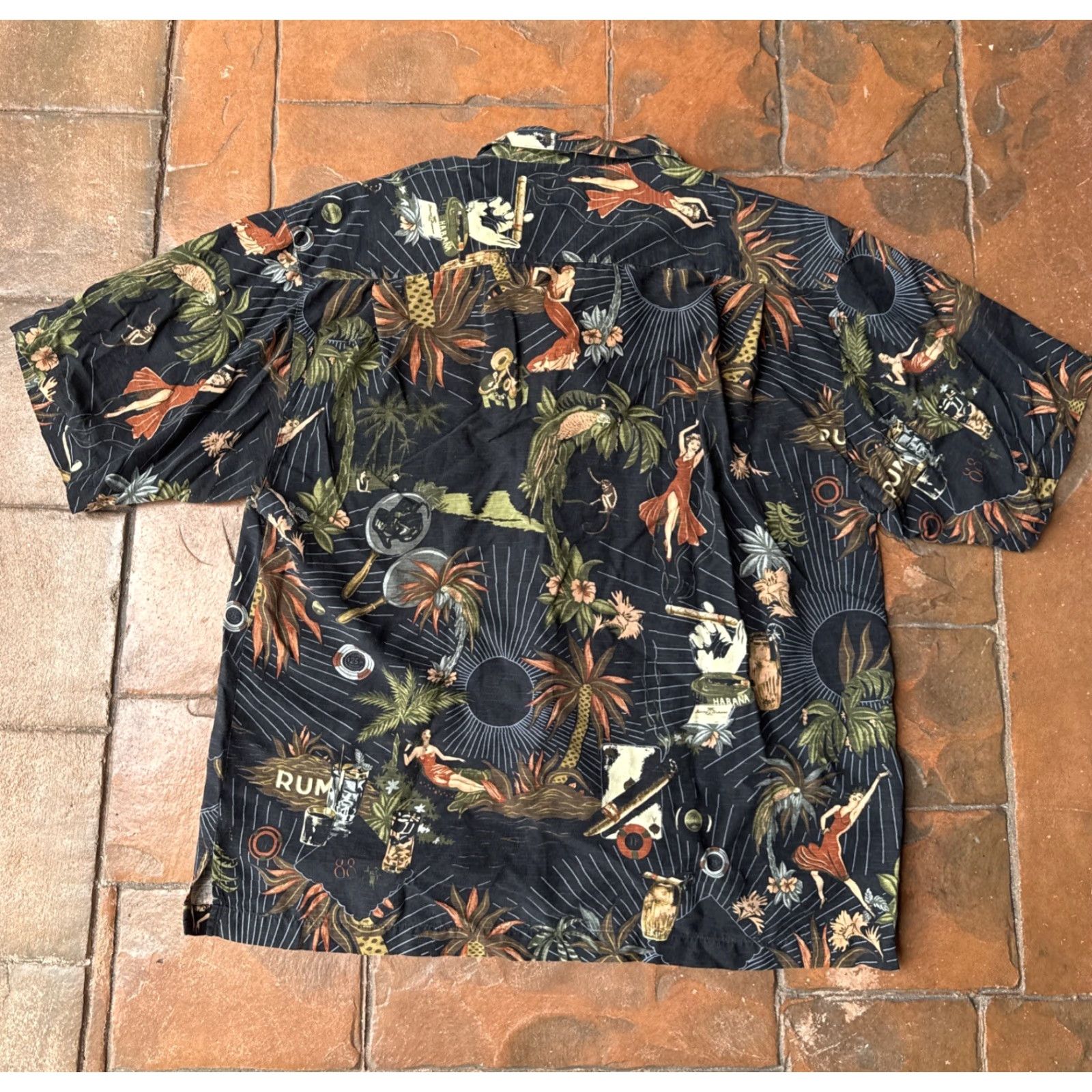 Tommy Bahama VINTAGE? No — Tommy Bahama Hula Girl Silk Hawaiian Shirt XL Black Button-Up Short Sleeve Men’s Shirt Size US XL / EU 56 / 4 - 3 Thumbnail