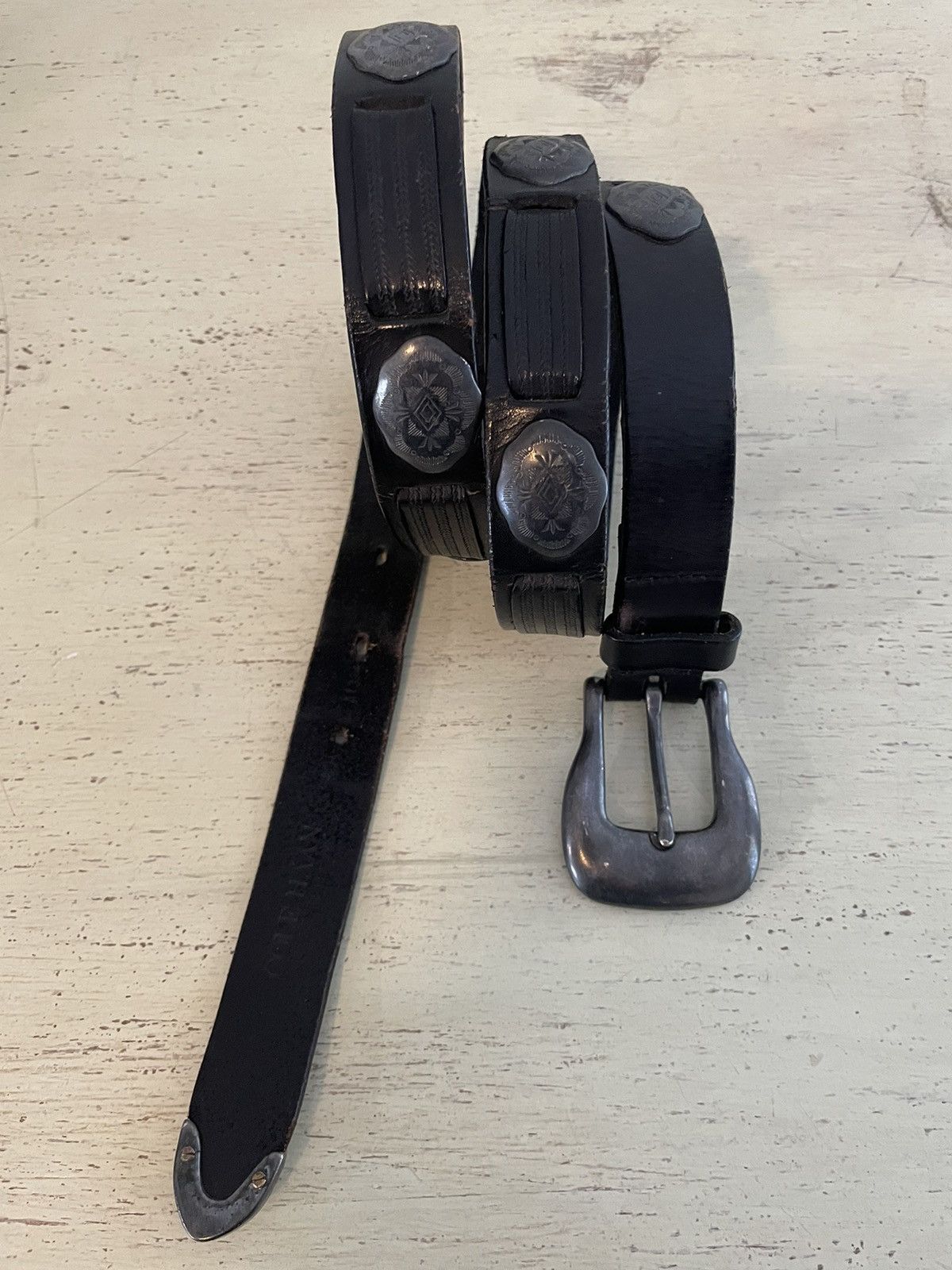 Cole Haan × Vintage Conch Embellished Belt Size 36 - 1 Thumbnail