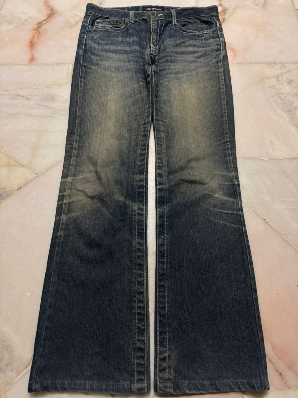 Flare💥Insane 90s Root three Rusty Mudwash Distress Dark Jean