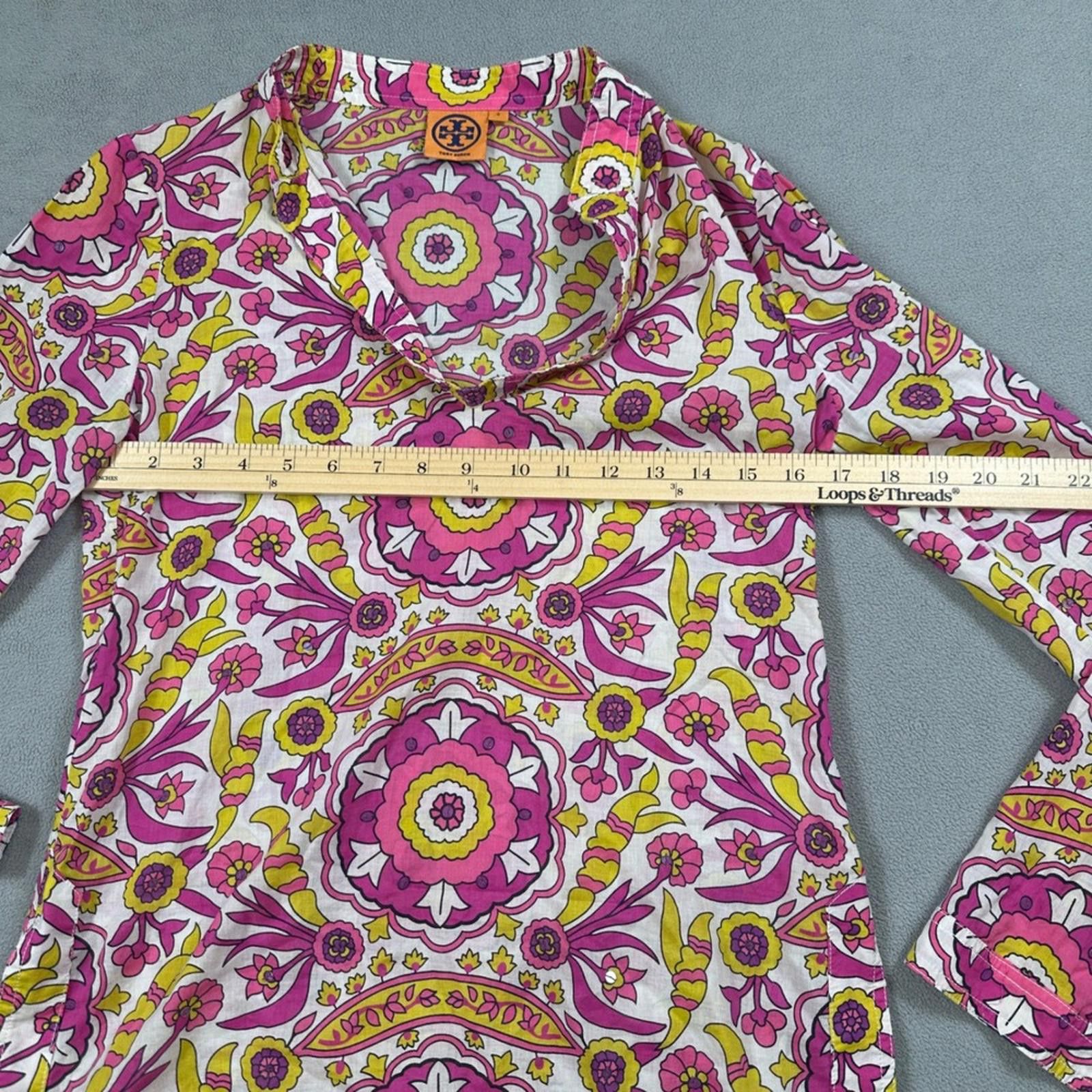 Other Tory Burch Floral Print 2 Long Sleeve Tunic Top Blouse Size XS / US 0-2 / IT 36-38 - 2 Thumbnail