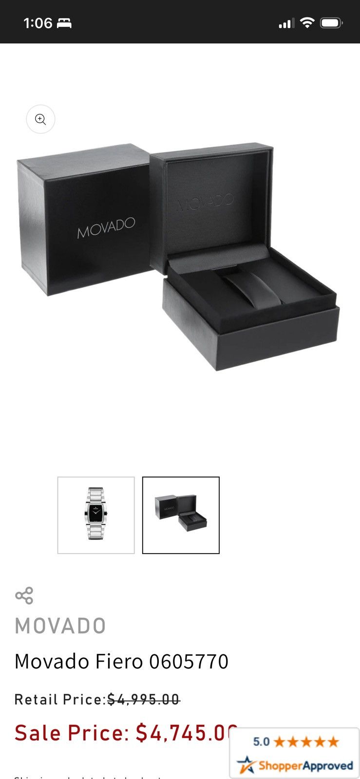 Movado Movado FIERO DIAMOND Dial Tungsten 605770 UNISEX Watch RARE Size ONE SIZE - 8 Thumbnail