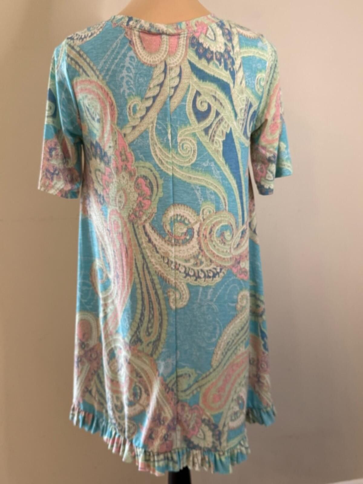 Other Paisley ruffled pastel tunic top teal blue pink green SZ SM Size S / US 4 / IT 40 - 4 Thumbnail