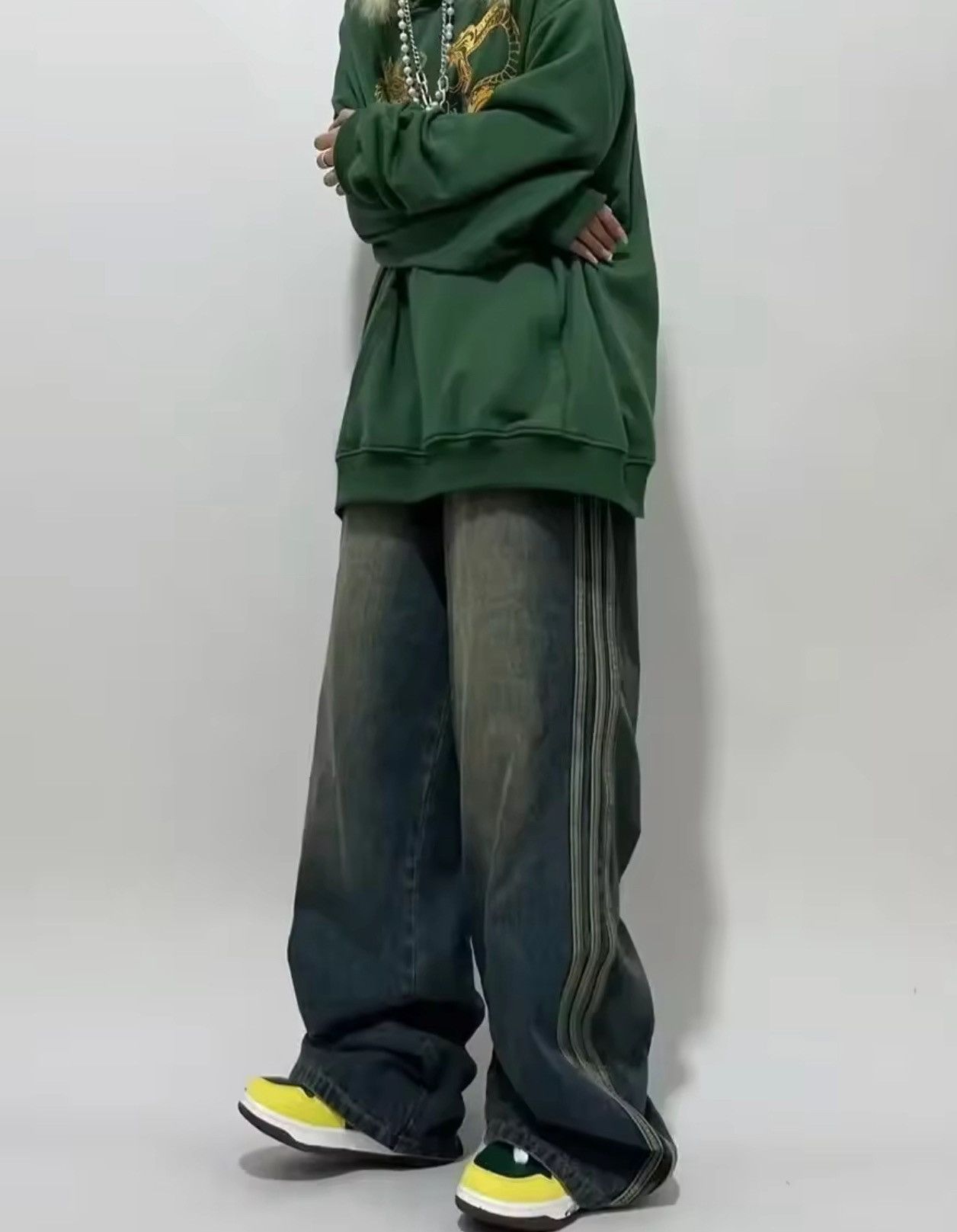 Japanese Brand Vintage Style Distressed Denim Jeans with Side Stripes Size US 30 / EU 46 - 3 Thumbnail