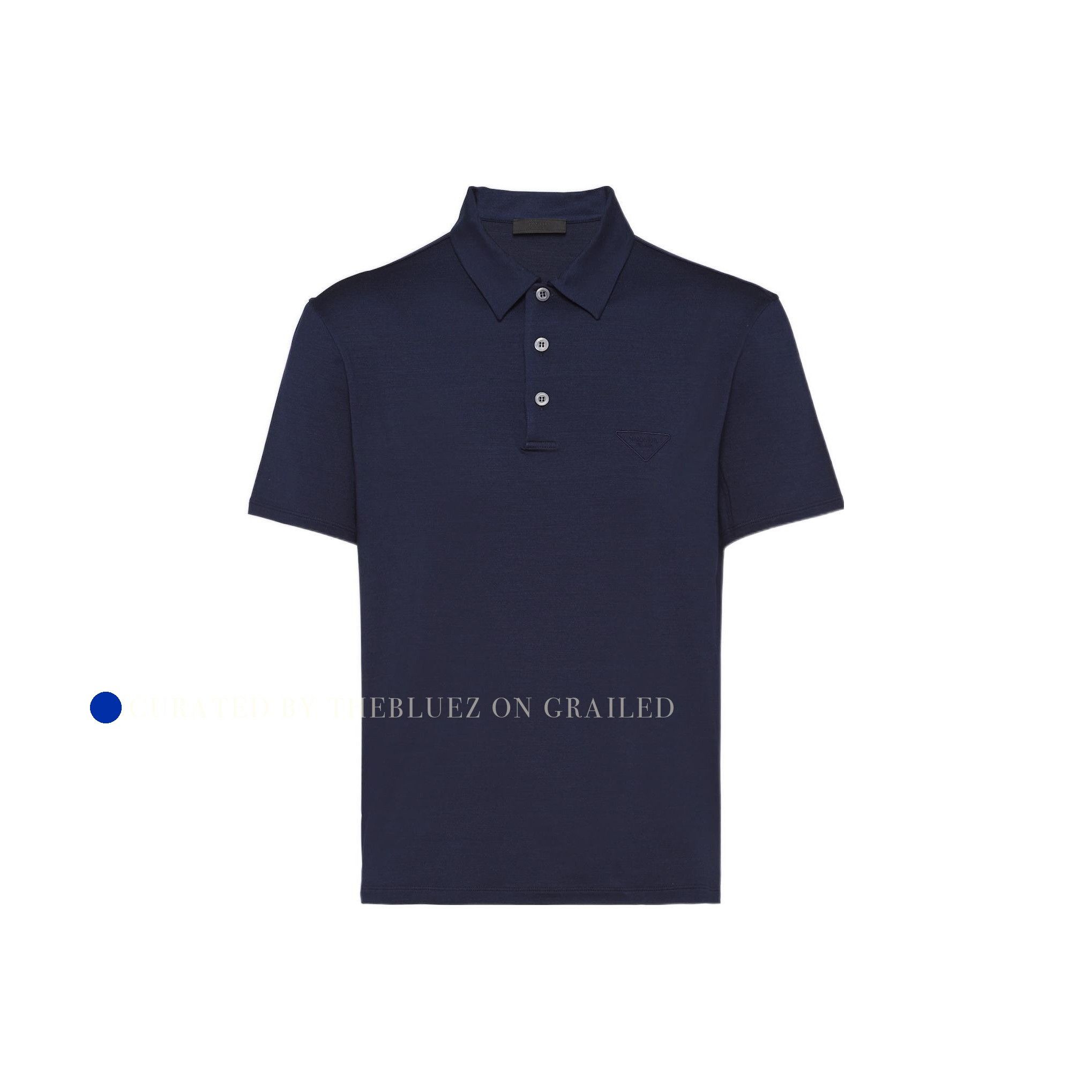 Prada Silk Polo with Logo Embroidery in Blue Size US XS / EU 42 / 0 - 1 Thumbnail