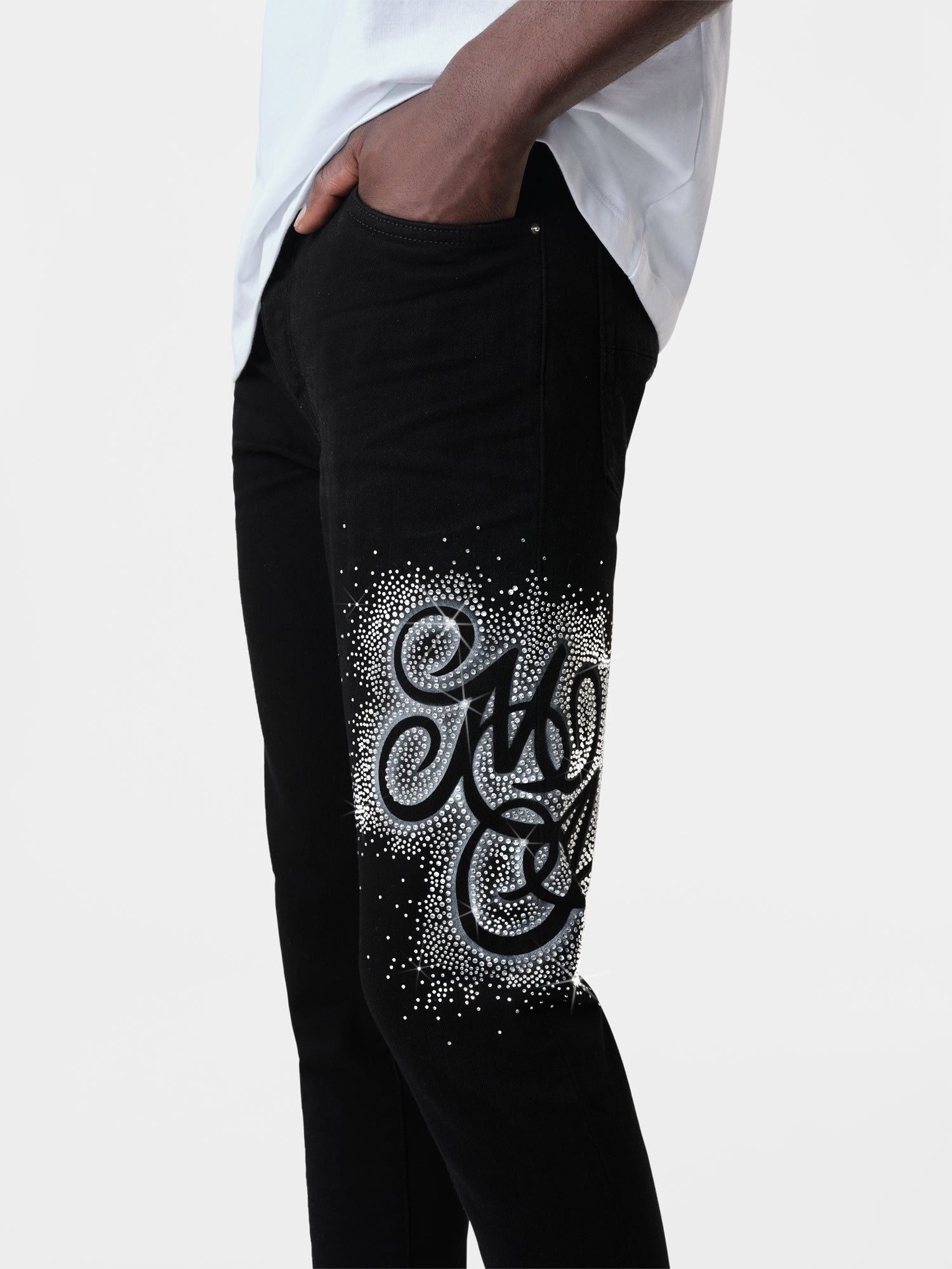 Amiri o1orln1025 MA Swirl Crystal Skinny Jeans in Black Size US 30 / EU 46 - 2 Thumbnail