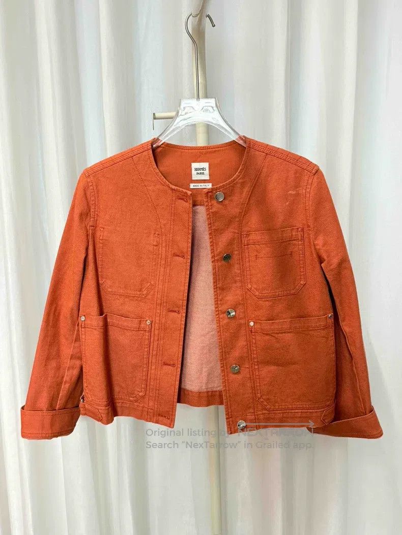Hermes Hermes Orange Short Denim Jacket Size XS / US 0-2 / IT 36-38 - 1 Thumbnail