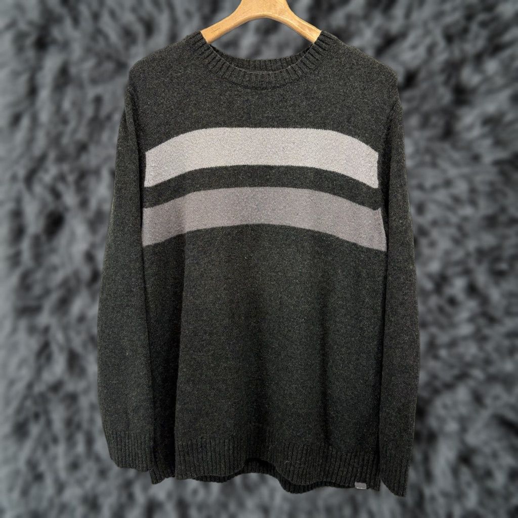 Eddie Bauer VINTAGE Eddie Bauer Wool Blend Sweater Mens XLT Crew Neck Grey Wide Stripe Preppy Pullover Knit Long Sleeve Tight-Knit Size US XL / EU 56 / 4 - 1 Thumbnail