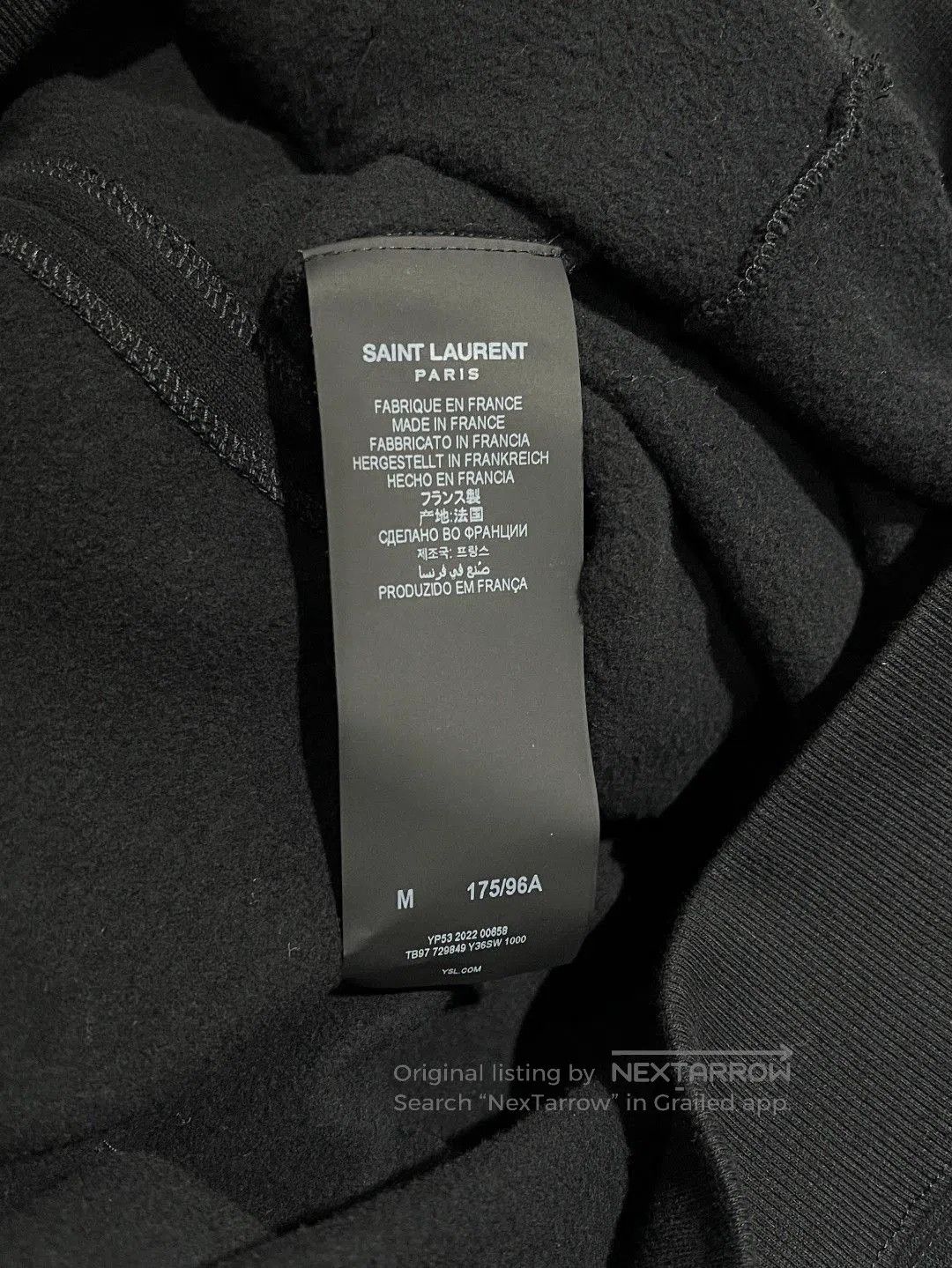 Saint Laurent Paris Saint Laurent Black Cotton Hoodie. Size US M / EU 48-50 / 2 - 7 Thumbnail