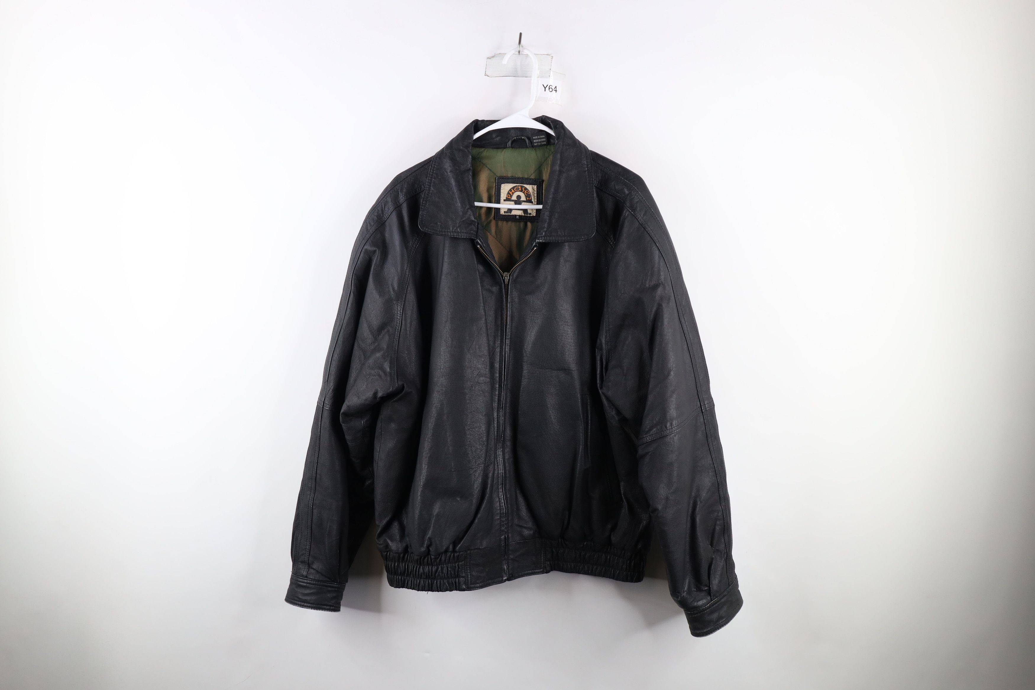 image of Vintage 90's Streetwear Leather Flight Bomber Jacket Black, Men's (Size XL)