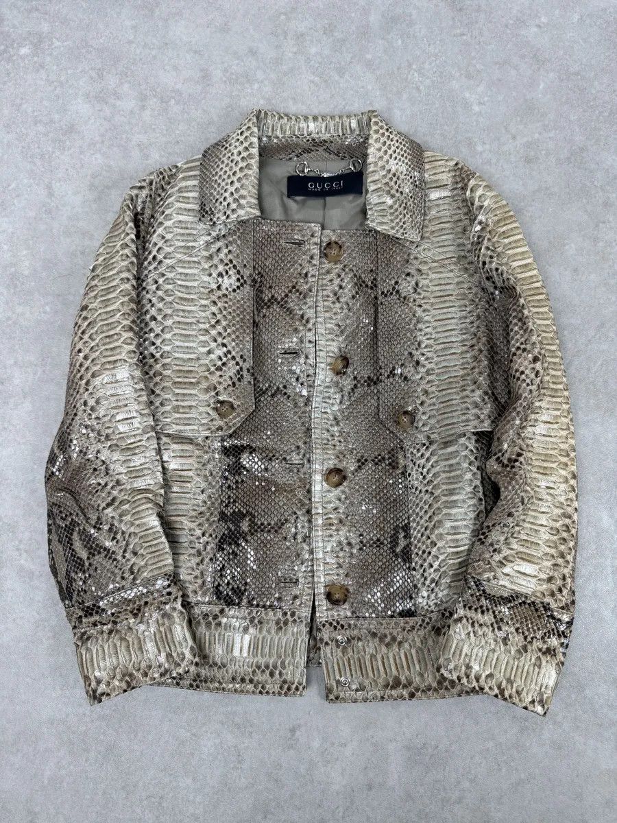 Gucci SS2009 Gucci Beige Python Leather Jacket by Frida Giannini Size S / US 4 / IT 40 - 5 Thumbnail