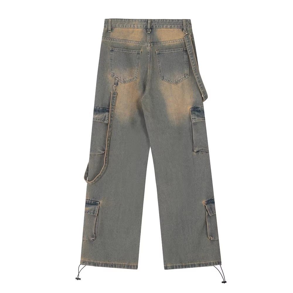 Japanese Brand × Jean Men's washed distressed cargo jeans with multiple pockets Size US 32 / EU 48 - 2 Thumbnail