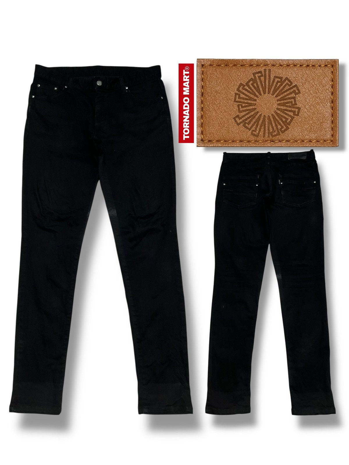 Tornado Mart Tornado mart Vintage Japan - Stretch, Skinny Black Jeans Size US 33 - 1 Thumbnail