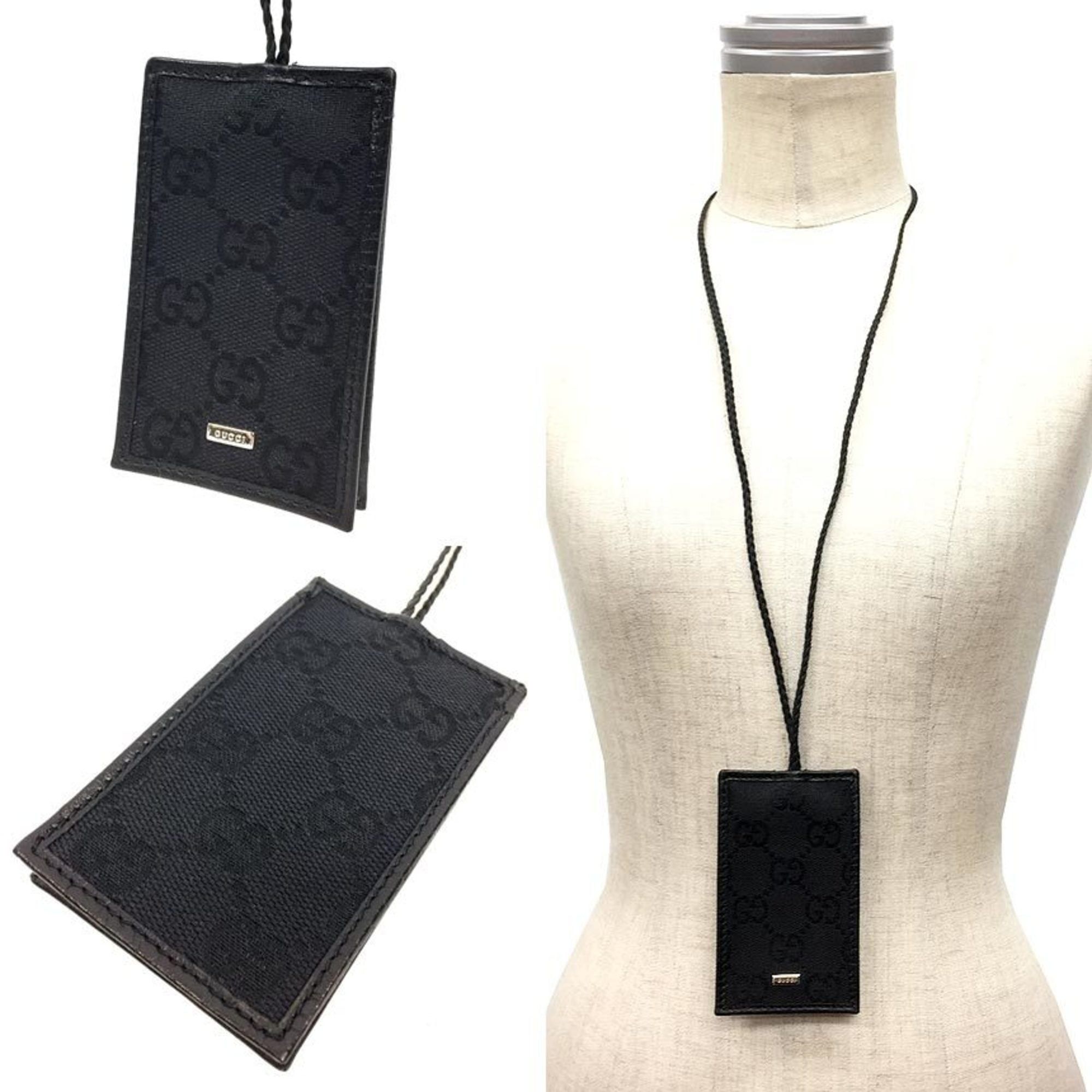 Gucci GUCCI GG Canvas Crochet Necklace Key Ring Keychain Charm Black Pendant Gucci Men's Size ONE SIZE - 1 Thumbnail