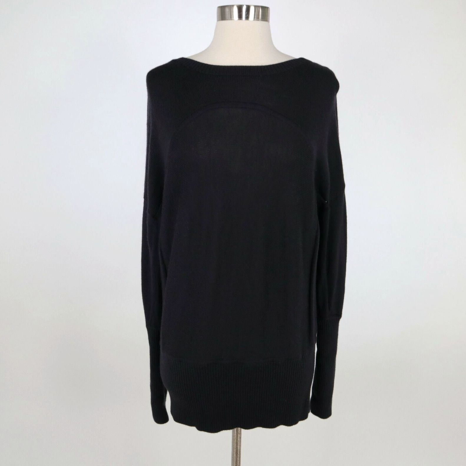 image of Lululemon Sattva Sweater Pullover M/l Black Knit Merino Wool Wide Boatneck in White, Women's (Size 