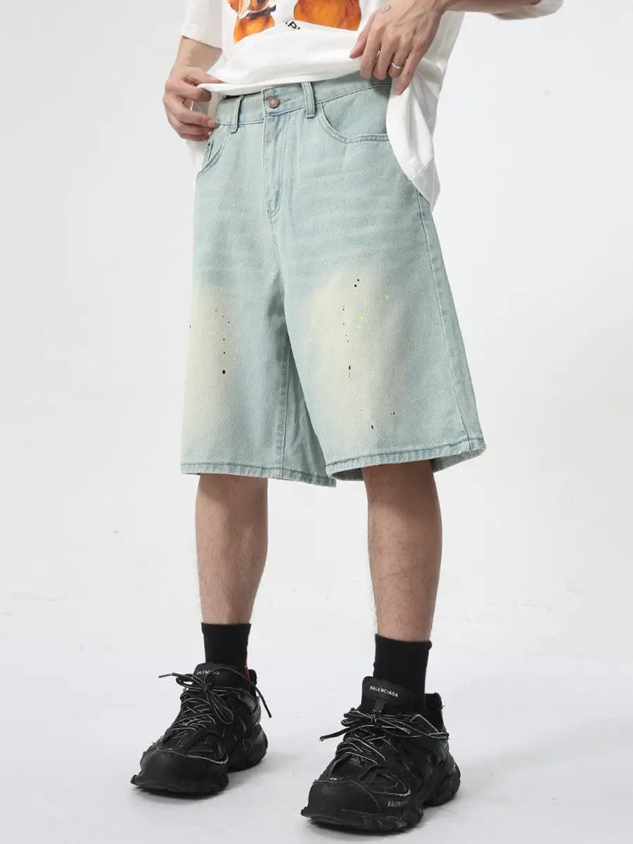 Japanese Brand Retro splashed ink denim shorts Size US 32 / EU 48 - 3 Thumbnail