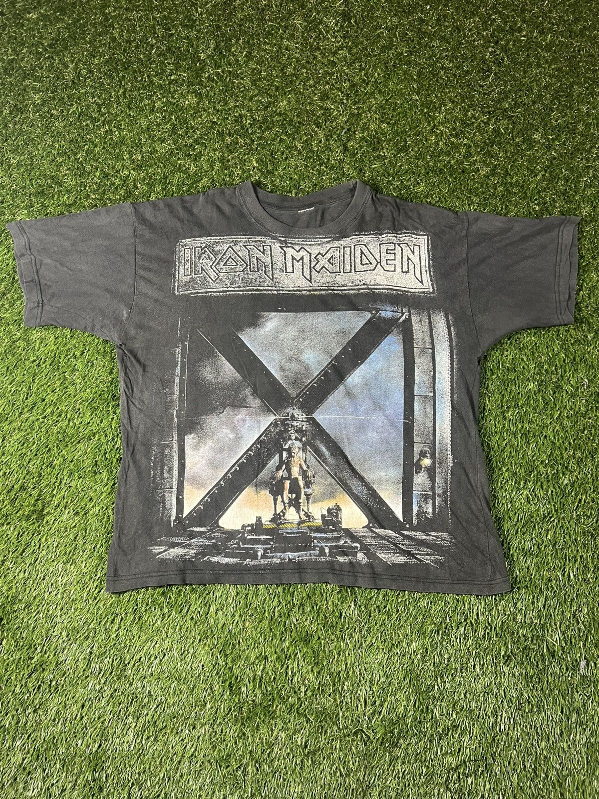 Band Tees Vintage 90s Faded Iron Maiden Bootleg All Over Print AOP Tee Size US XL / EU 56 / 4 - 1 Thumbnail