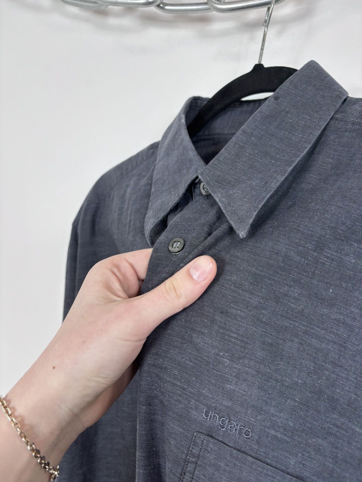 Emanuel Ungaro Emanuel Ungaro Men’s Cotton Linen Pocket Button Up Shirt Size US L / EU 52-54 / 3 - 8 Thumbnail