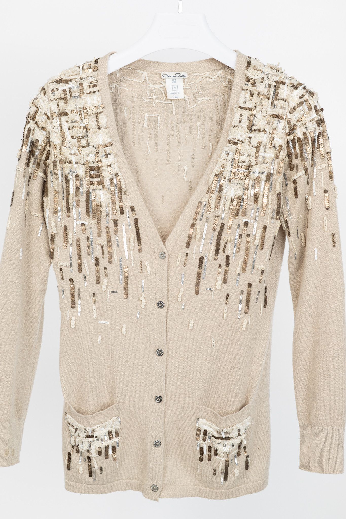 Oscar De La Renta Oscar de la Renta PF12 Cashmere Sequin Embroidered Cardigan Size M / US 6-8 / IT 42-44 - 3 Thumbnail