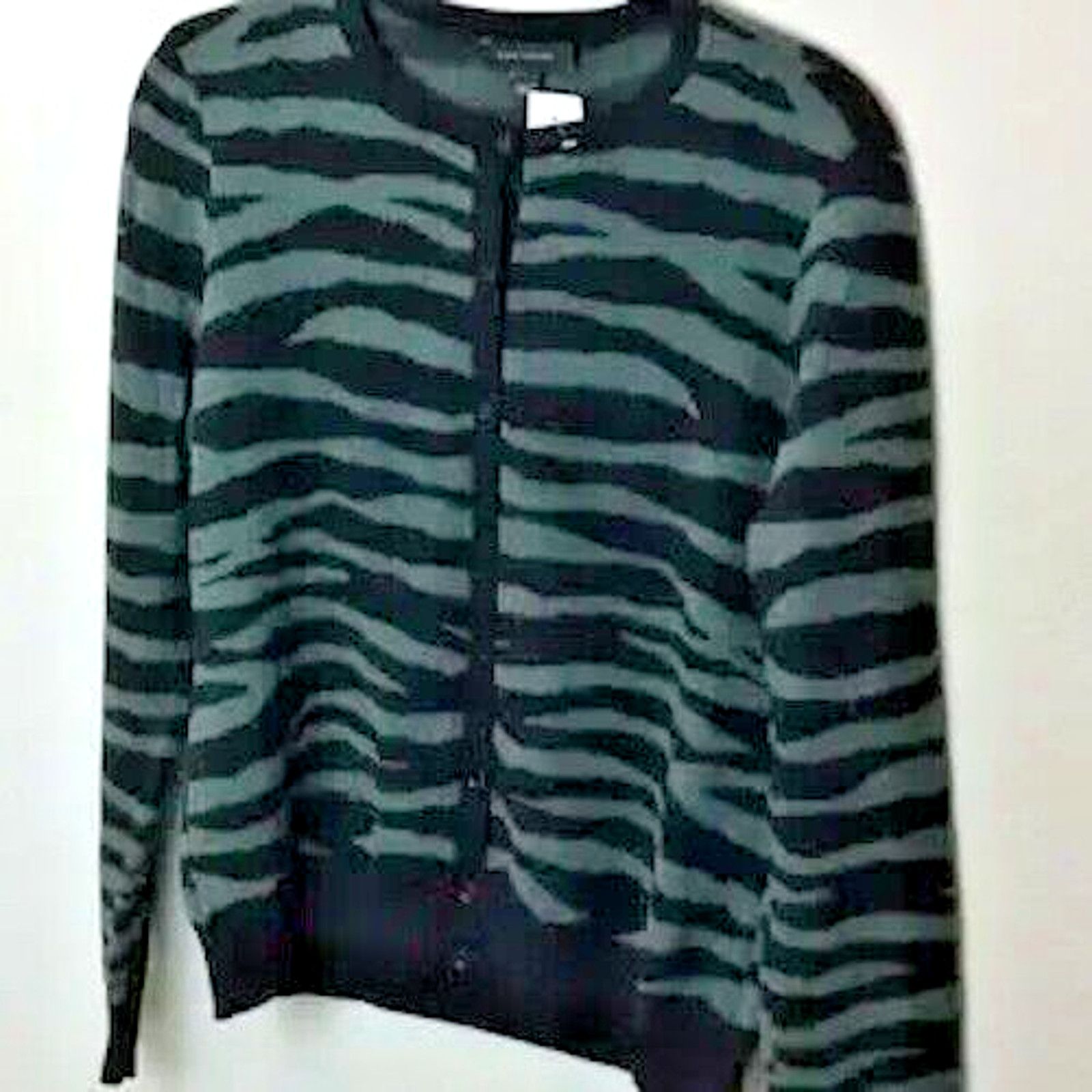 Ann Taylor ANN TAYLOR CARDIGAN SWEATER Black/Olive Green Size- L Size L / US 10 / IT 46 - 4 Thumbnail