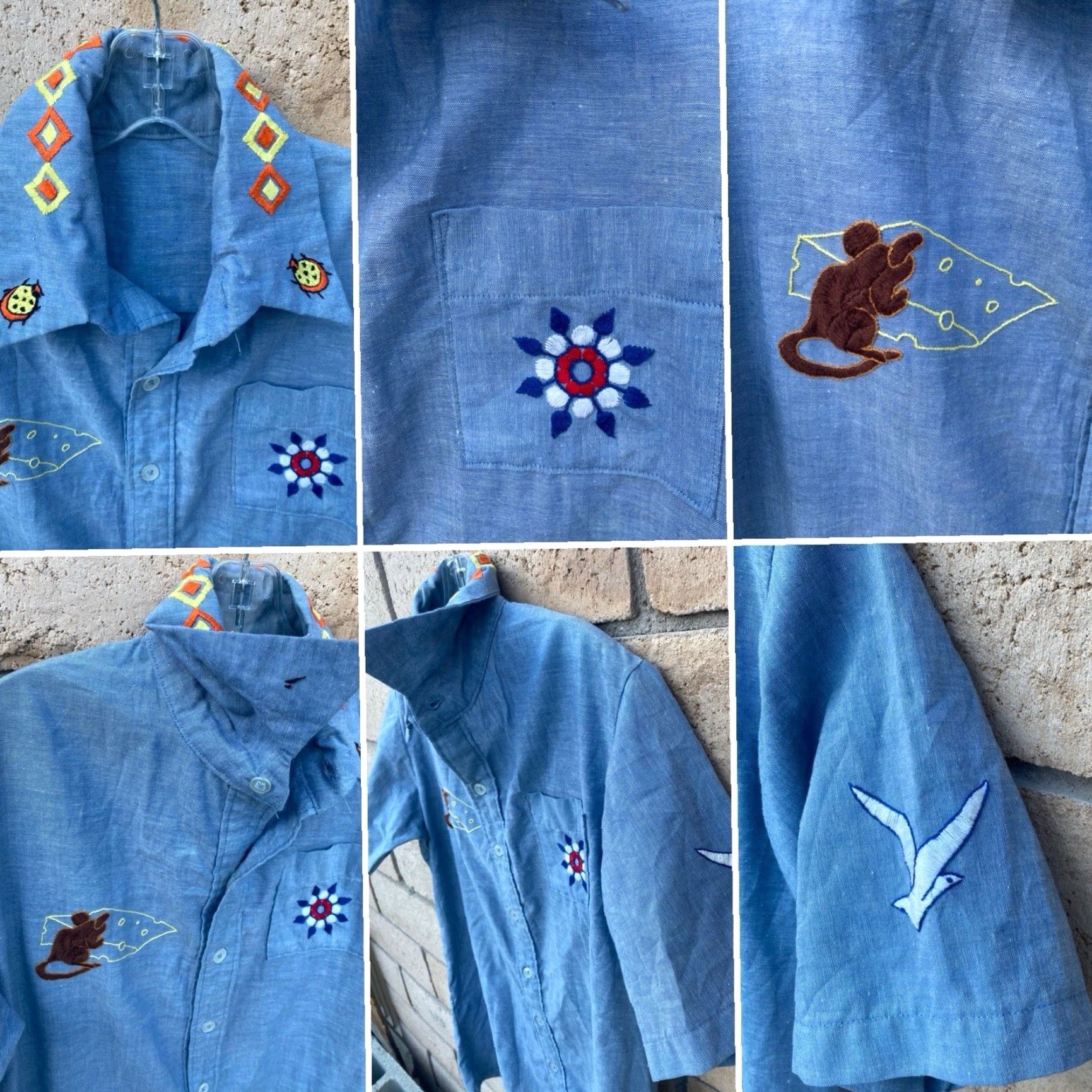Vintage VINTAGE Western Embroidered Chambray Shirt Denim Look Western Palm Tree Mouse Etc Mens XL Blue Short Sleeve Button-Up Embroidered Accessories Size US XL / EU 56 / 4 - 3 Thumbnail