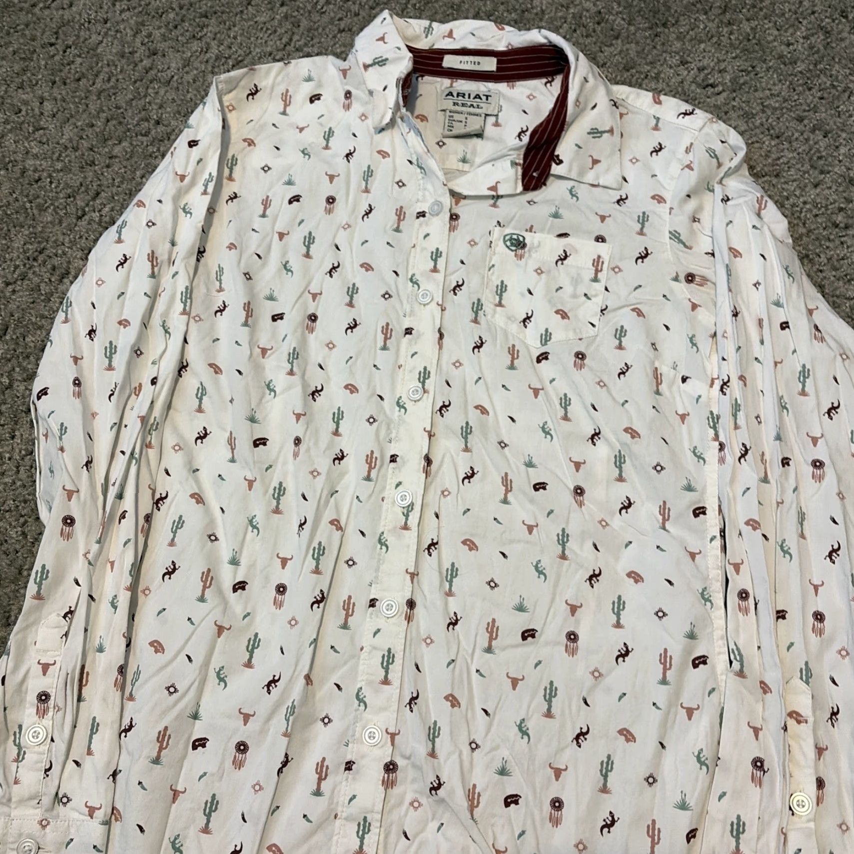 Ariat VINTAGE Ariat Real Women’s Small Western All Over Print Button Down Shirt White Size S / US 4 / IT 40 - 4 Thumbnail
