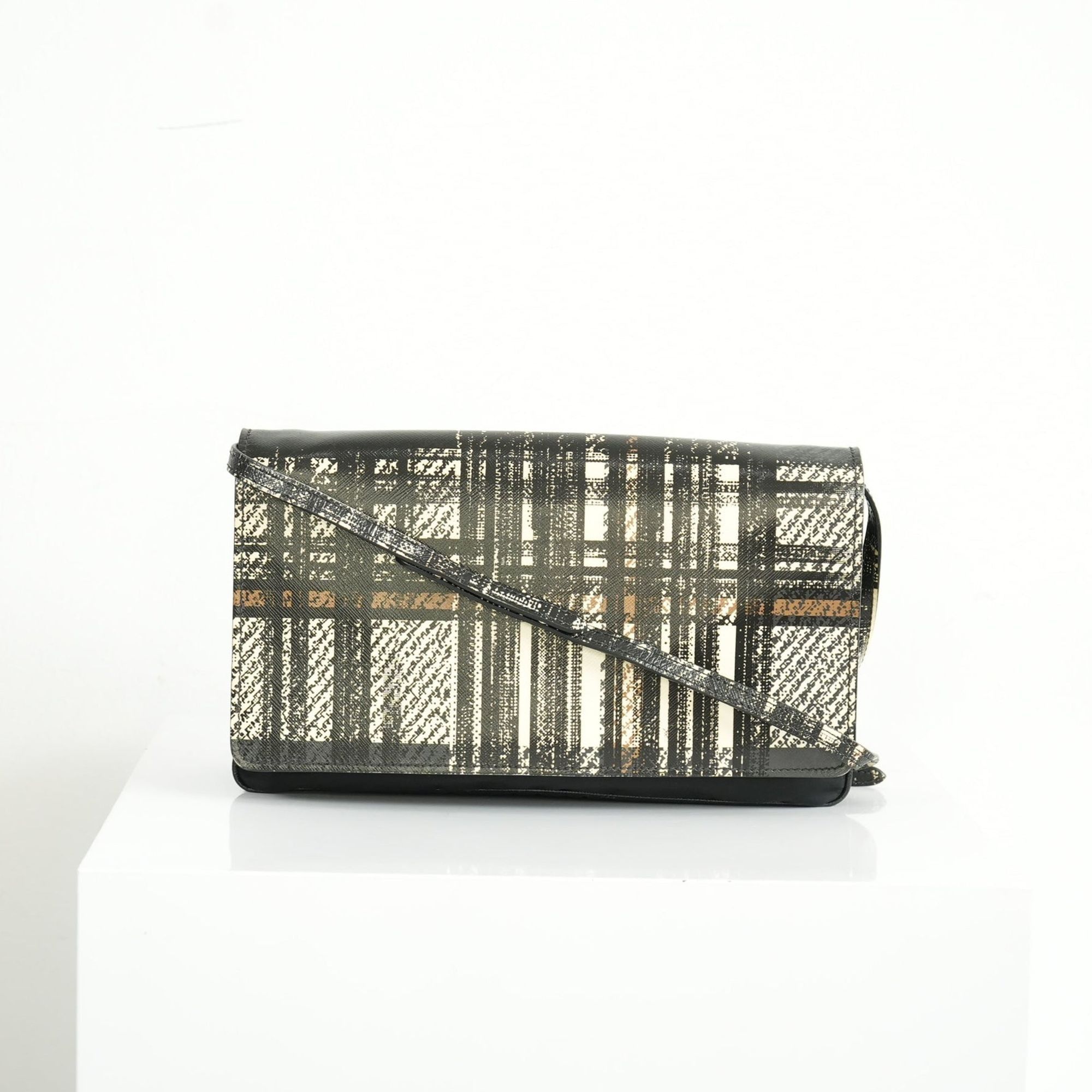 Prada Plaid Saffiano Leather Shoulder Bag, Women's
