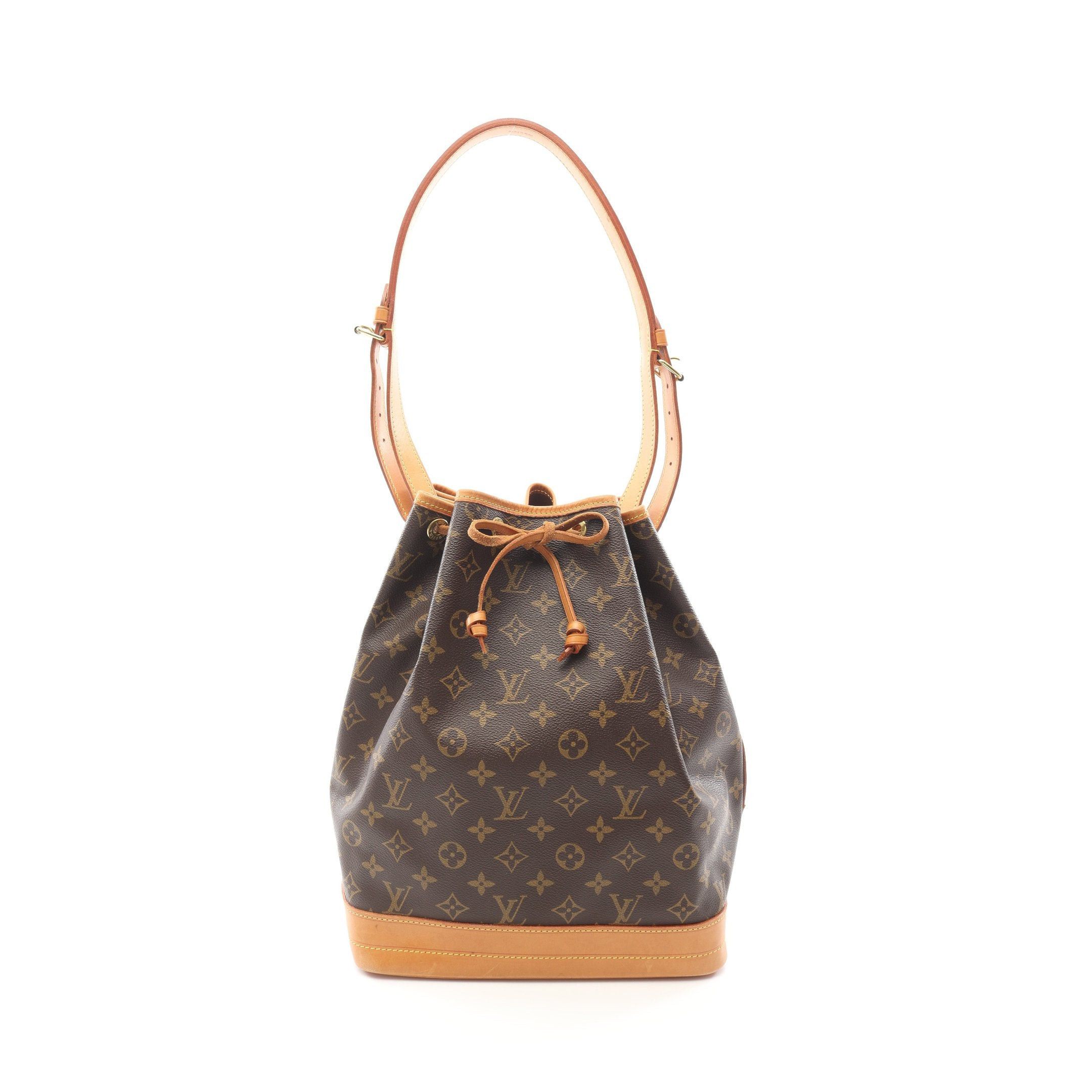 Louis Vuitton Noe Monogram Shoulder Bag Leather Brown