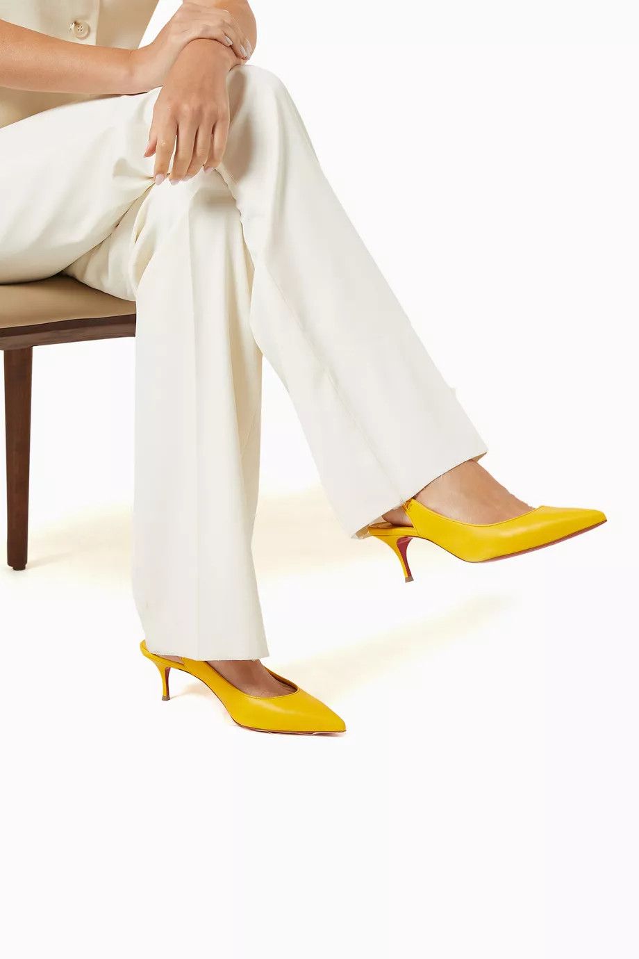 Christian Louboutin o1s1wg110425 Sporty Kate Sling in Yellow Size US 6 / IT 36 - 5 Thumbnail