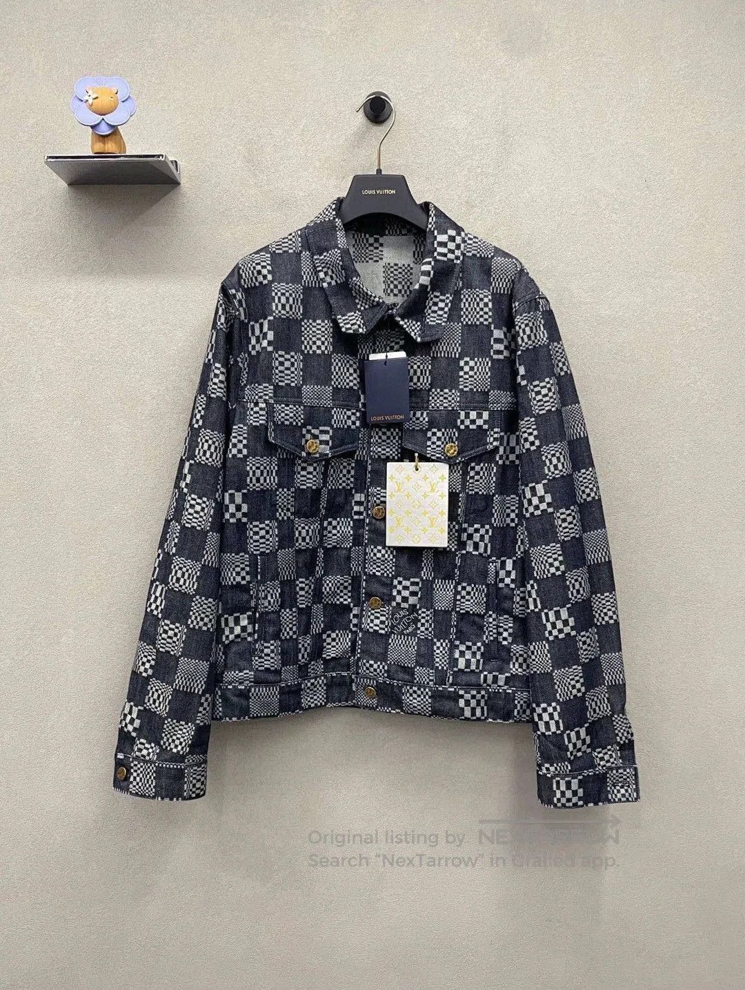 lv checkerboard denim jacket size 54.