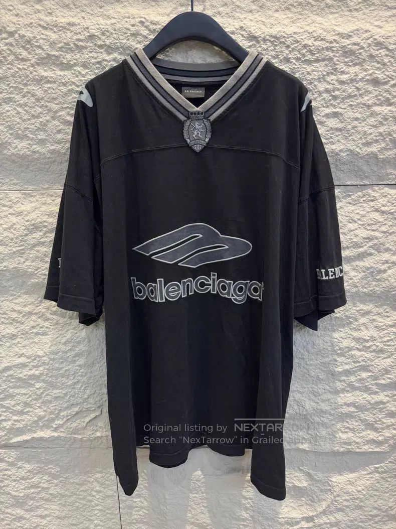 Balenciaga Balenciaga Soccer Series V-Neck Short Sleeve T-Shirt Size US XL / EU 56 / 4 - 1 Thumbnail