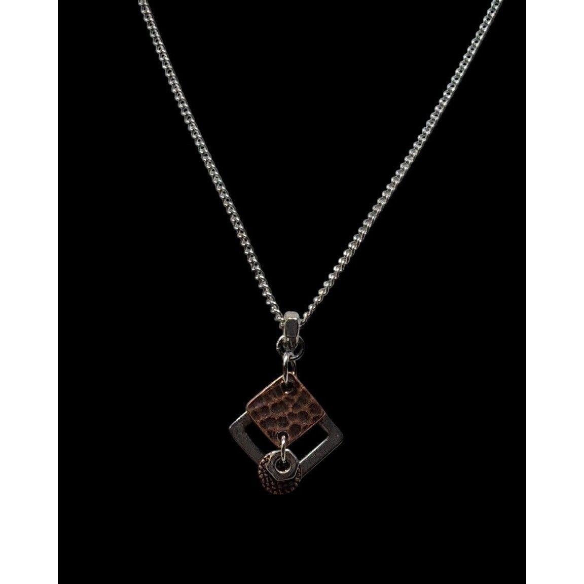 Other Dainty Copper & Silver Tone Geometric Pendant Necklace Size ONE SIZE - 2 Thumbnail