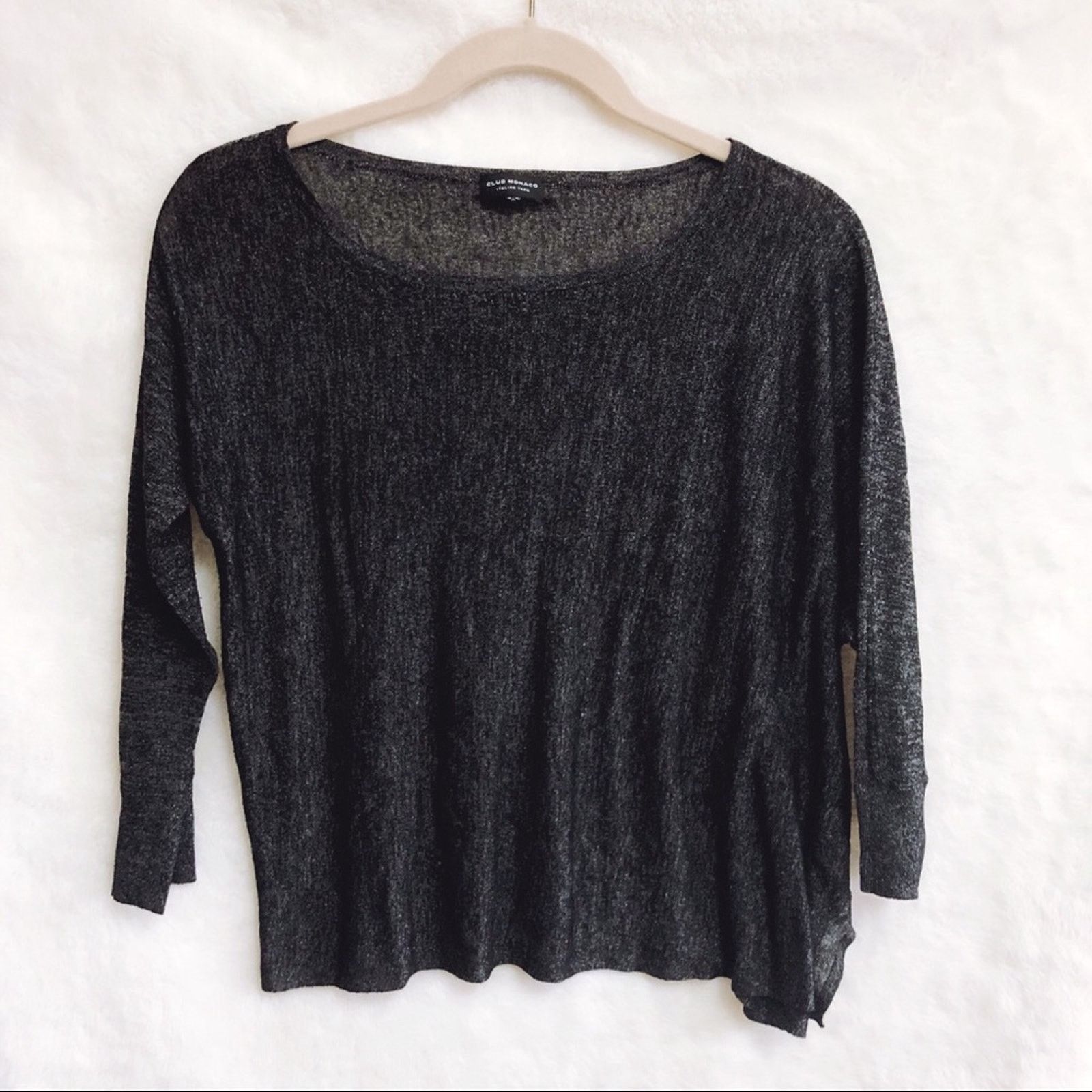 Club Monaco Club Monaco Dark Gray Shimmer Long Sleeve Top Size S / US 4 / IT 40 - 1 Thumbnail