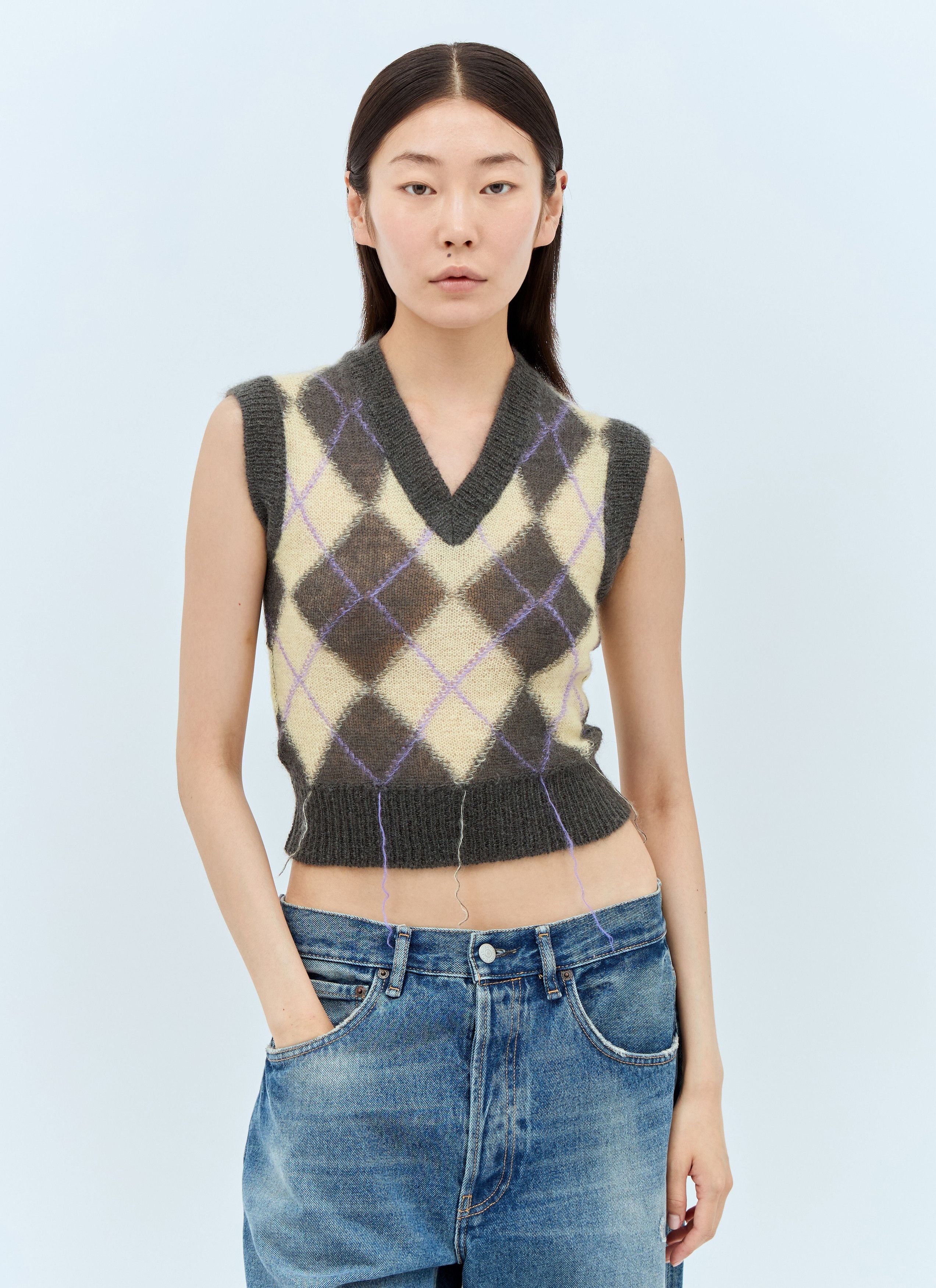 Marni o1w1db11125 Argyle Vest in Grey/Yellow Size L / US 10 / IT 46 - 1 Thumbnail
